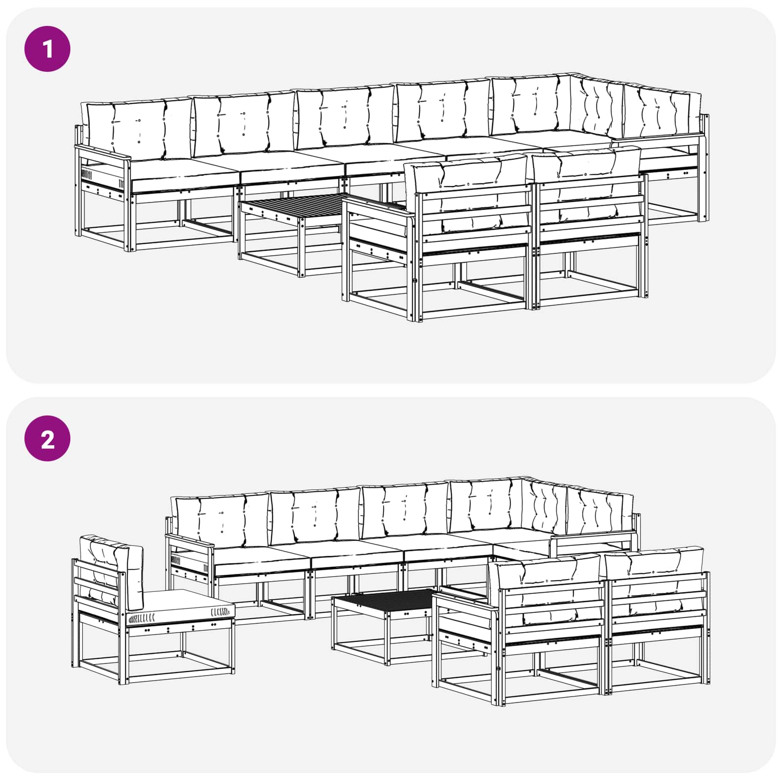 Set vanjskih sofa 9 pcs Bijela i antracit 79 x 79 x 37 cm