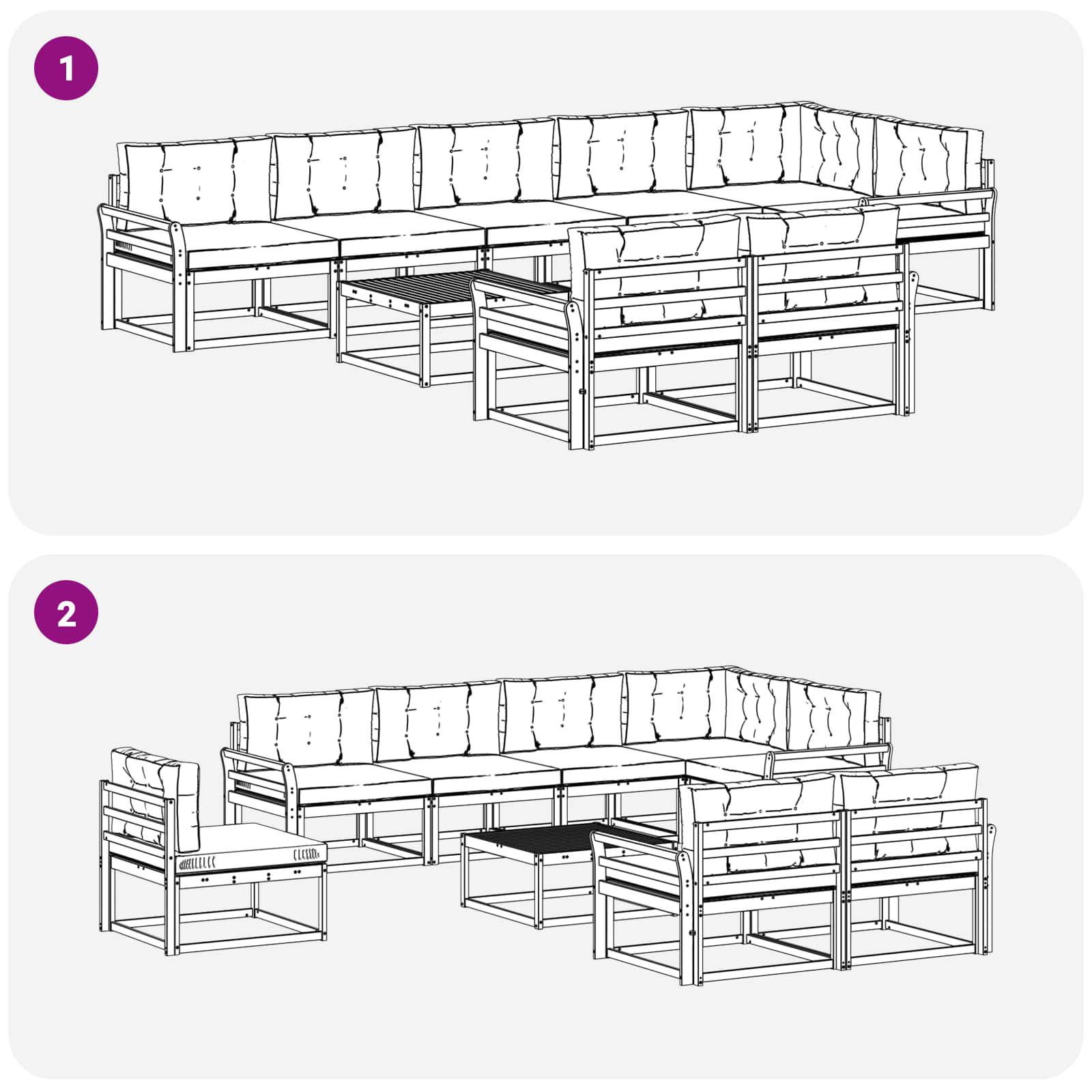 Set vanjskih sofa 9 pcs Bijela i krem 79 x 79 x 37 cm Poliester