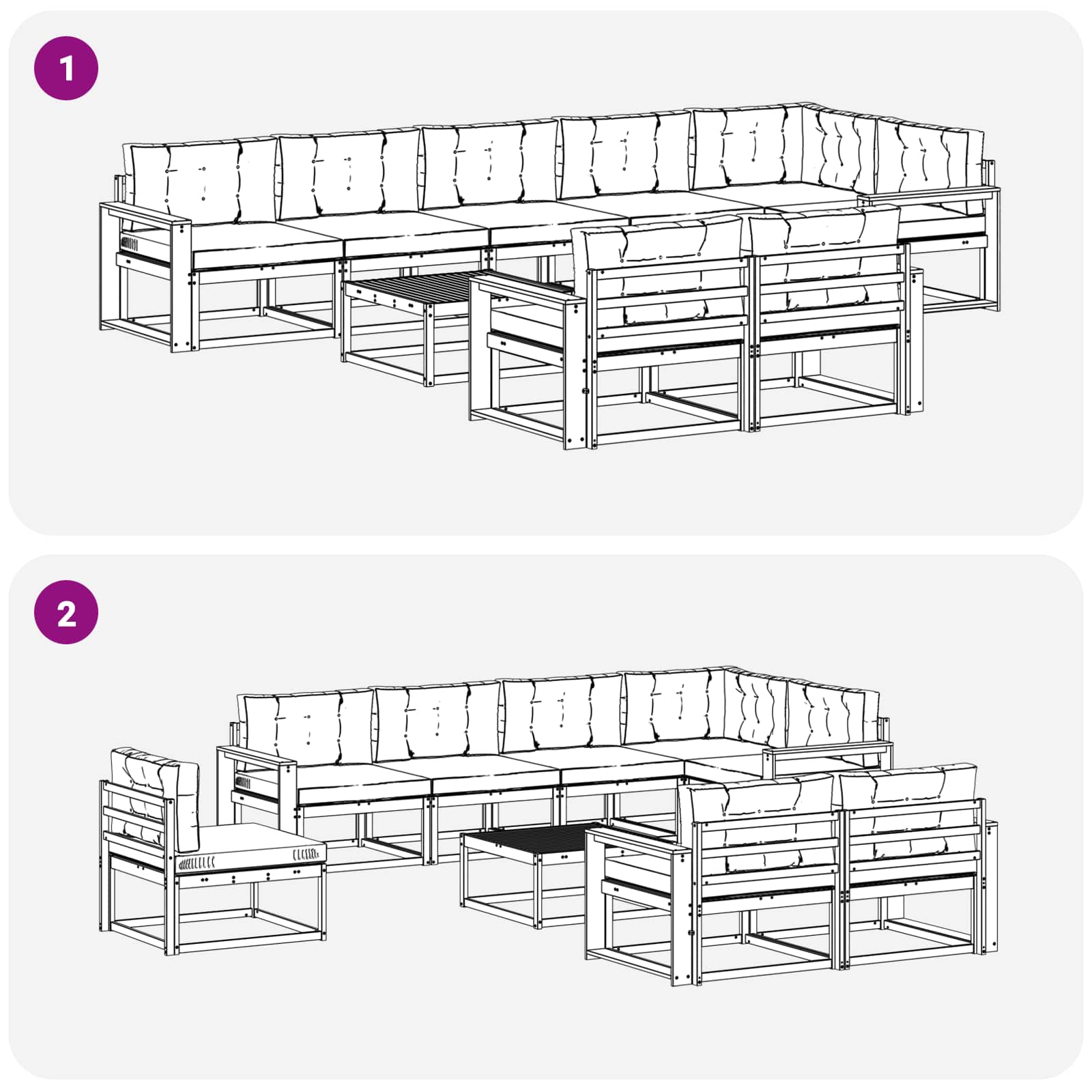 Set vanjskih sofa 9 pcs Bijela i krem 79 x 79 x 37 cm Poliester