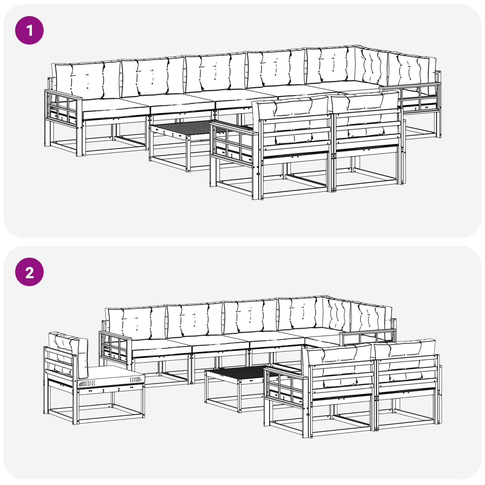Set vanjskih sofa 9 pcs Bijela i antracit 79 x 79 x 37 cm