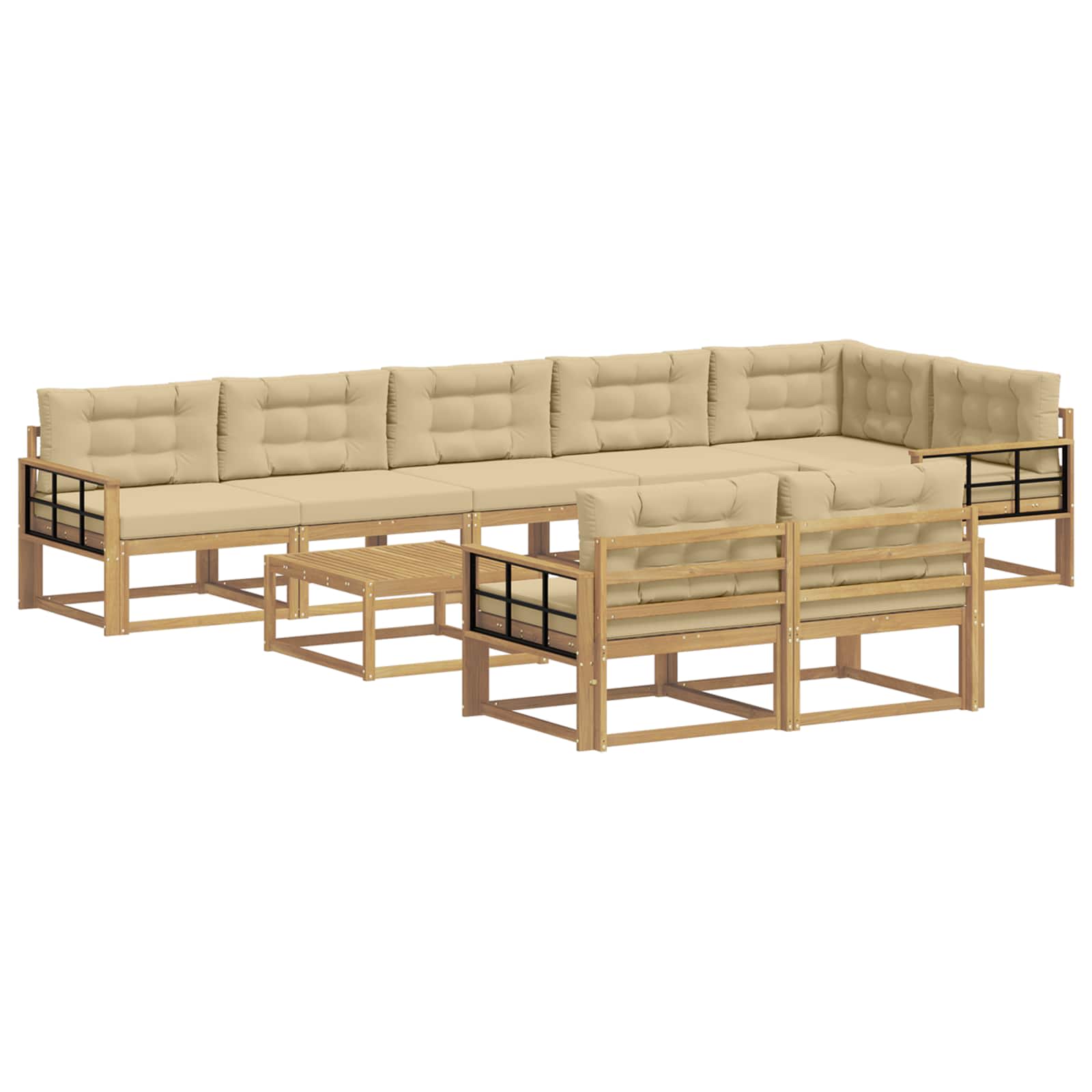 Set vanjskih sofa 9 pcs Bijela i bež 79 x 79 x 37 cm Poliester