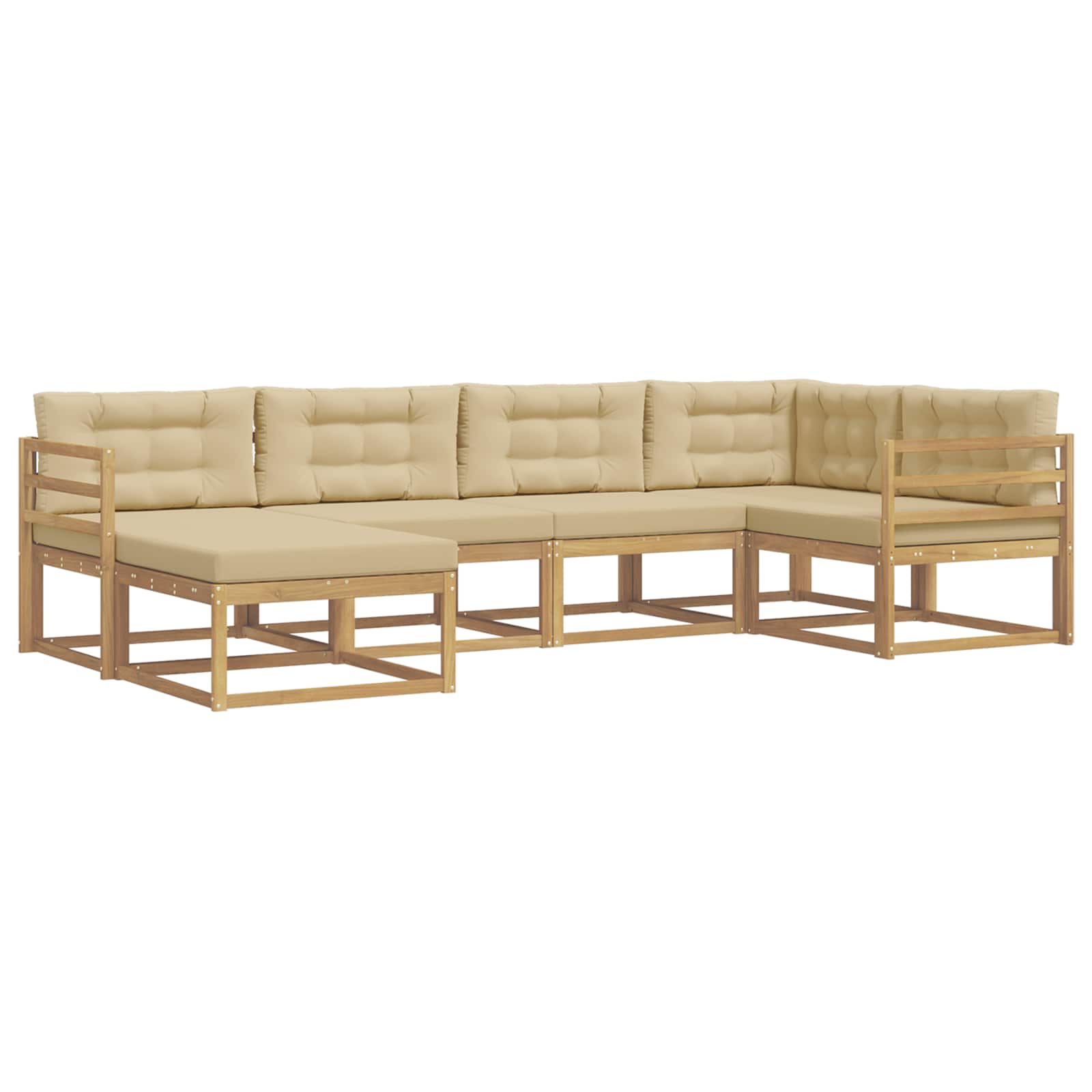 Set vanjskih sofa s jastukom 5 pcs Bijela i bež Poliester
