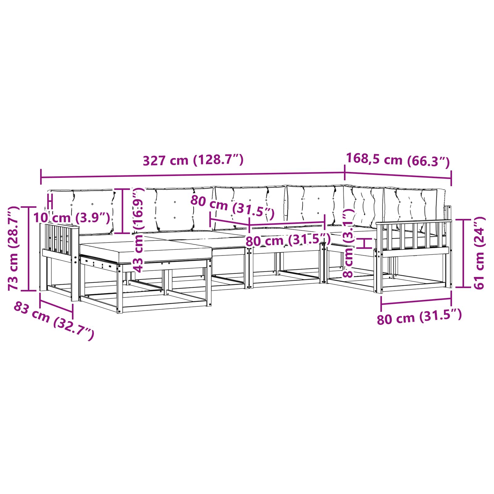 Set vanjskih sofa s jastukom 5 pcs Bijela i antracit Poliester