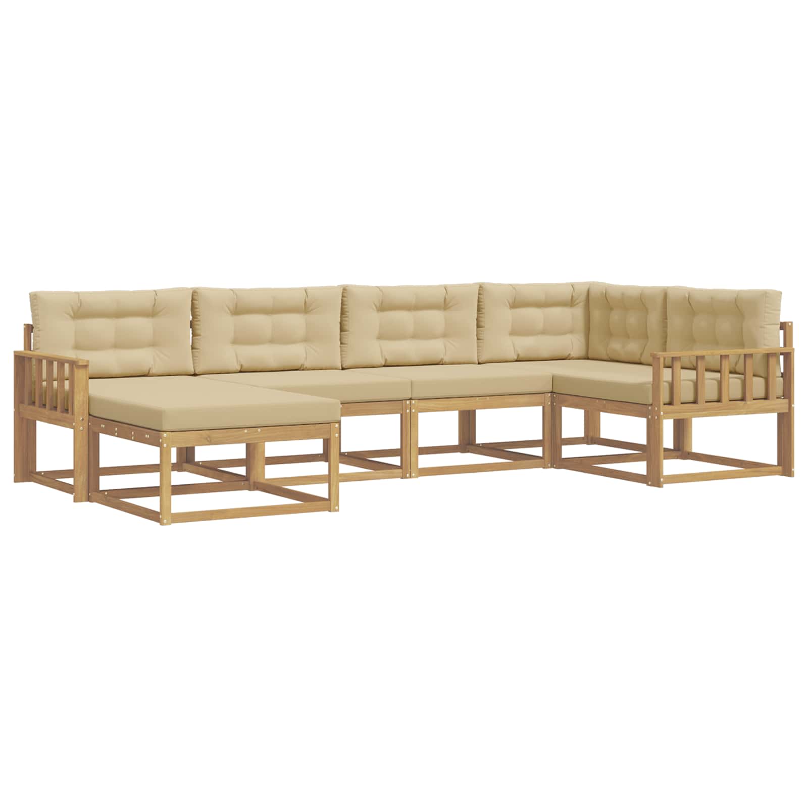Set vanjskih sofa s jastukom 5 pcs Bijela i bež Poliester