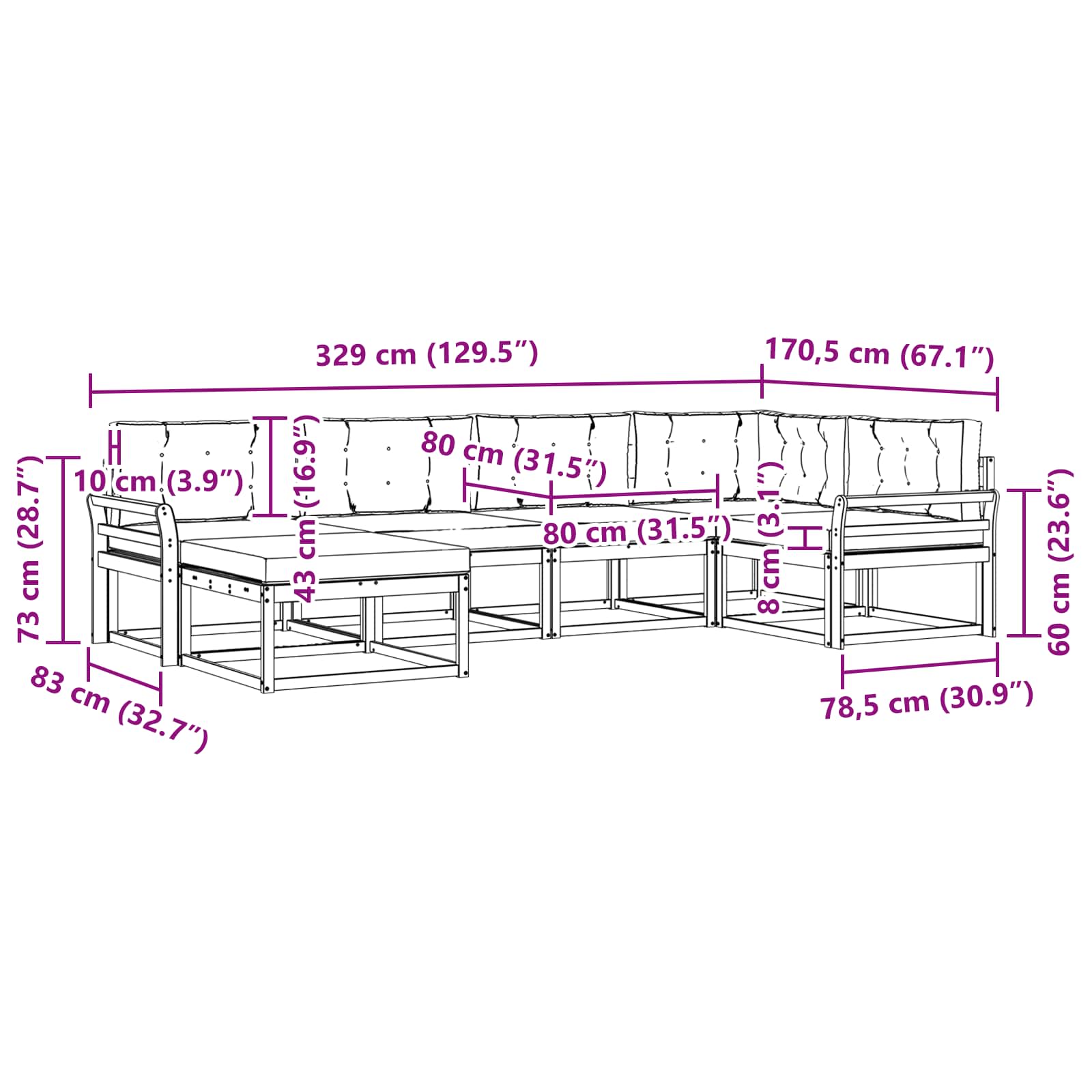 Set vanjskih sofa s jastukom 5 pcs Bijela i krem Poliester