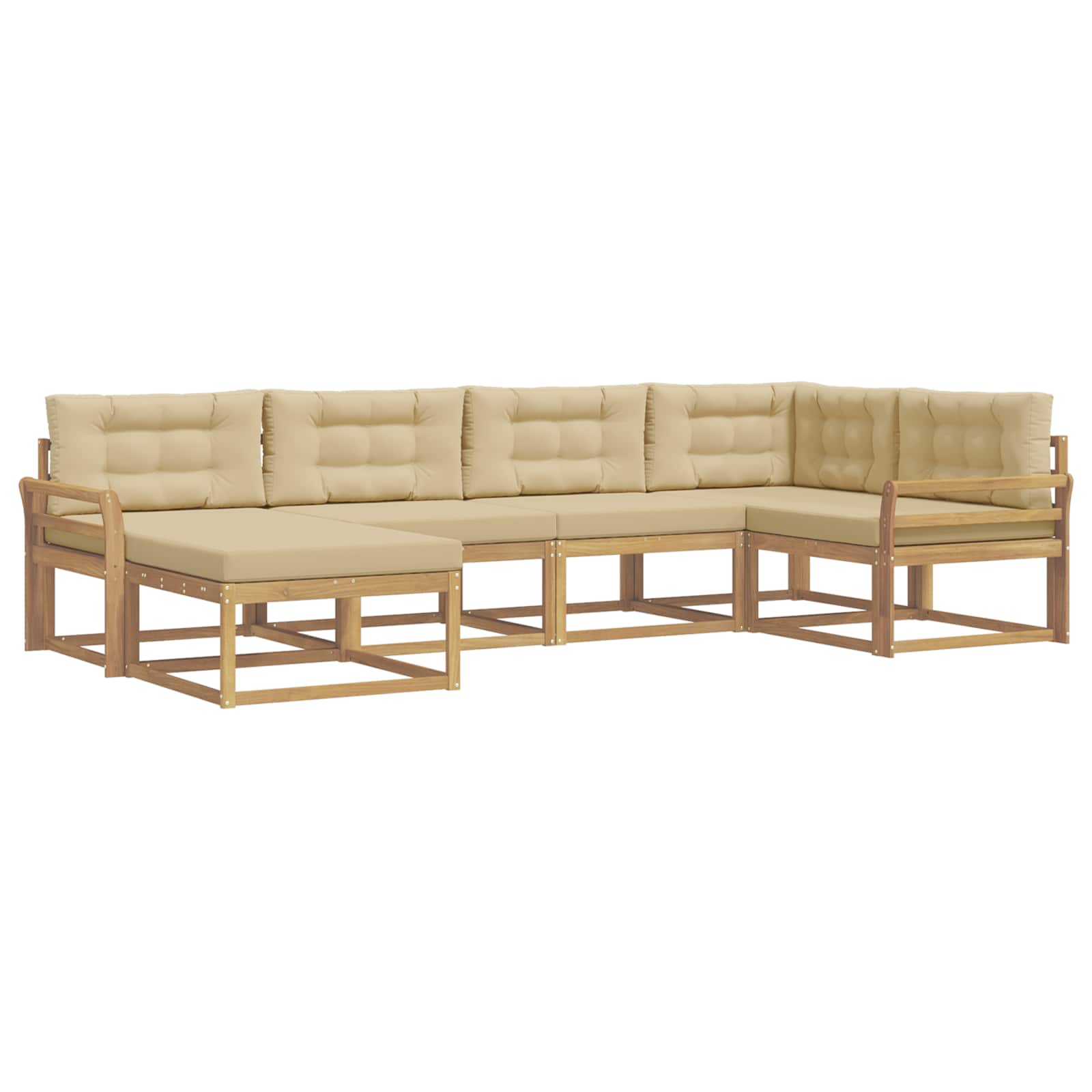 Set vanjskih sofa s jastukom 5 pcs Bijela i bež Poliester