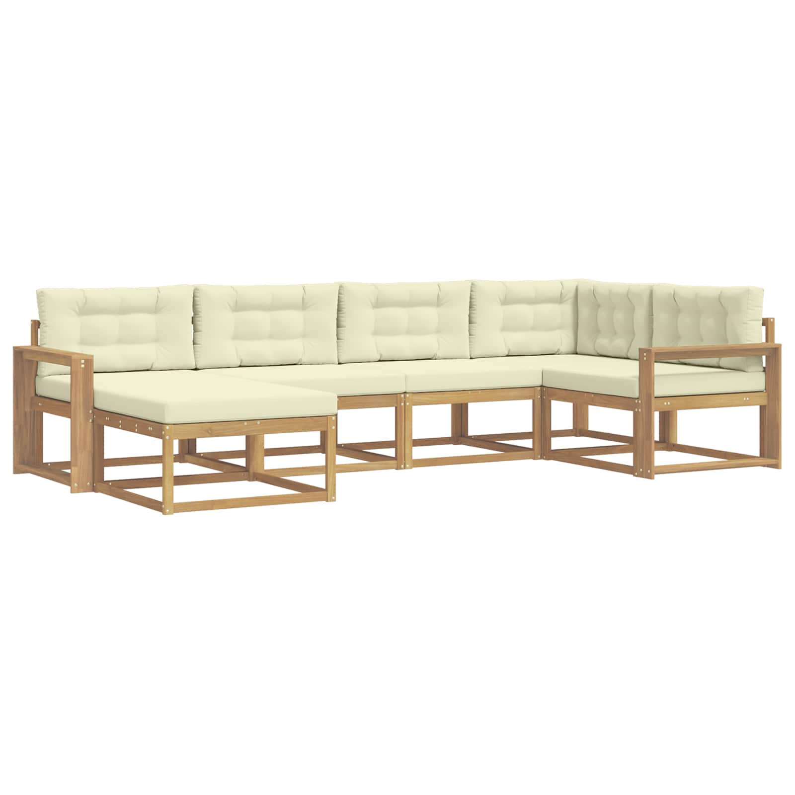 Set vanjskih sofa s jastukom 5 pcs Bijela i krem Poliester
