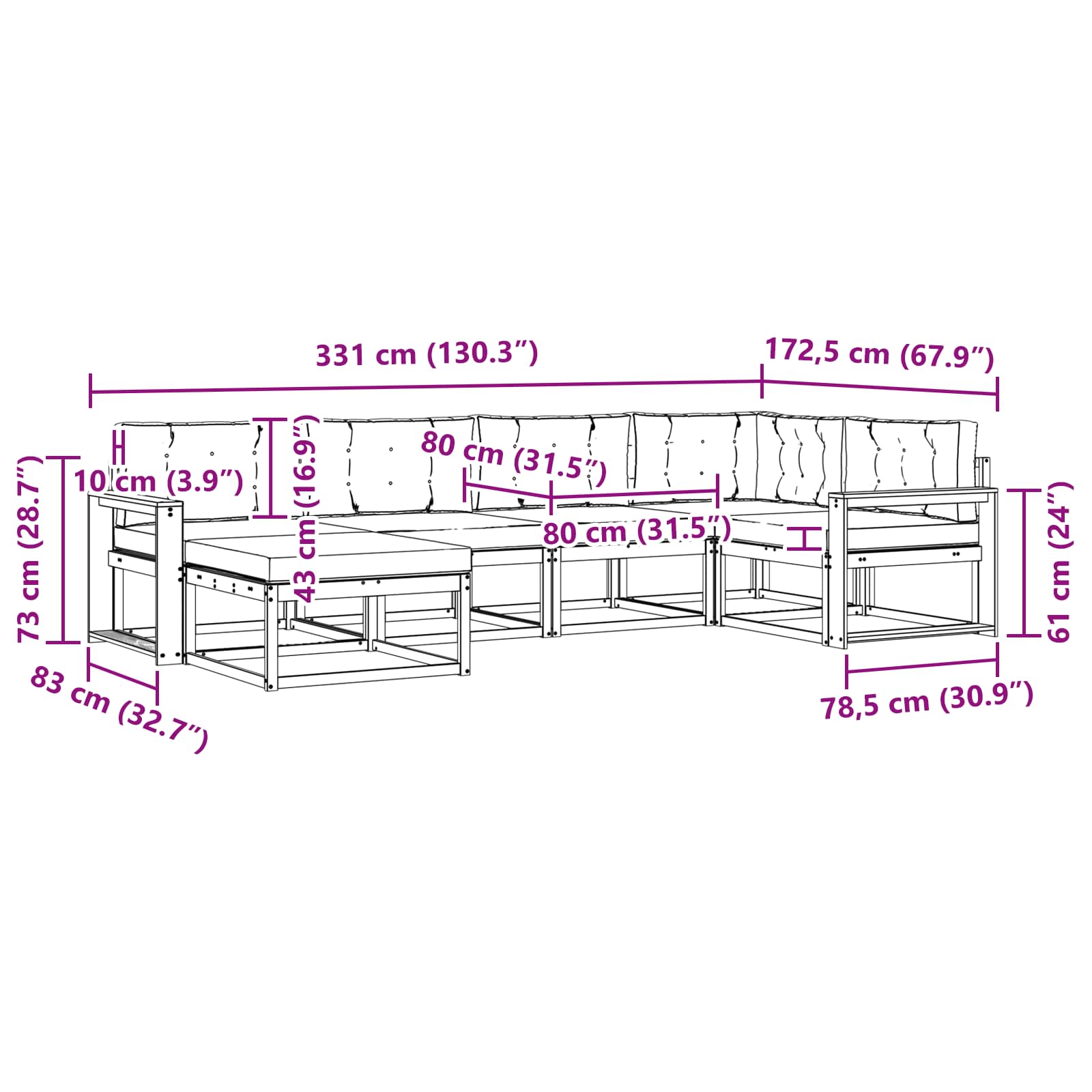 Set vanjskih sofa s jastukom 5 pcs Bijela i antracit Poliester