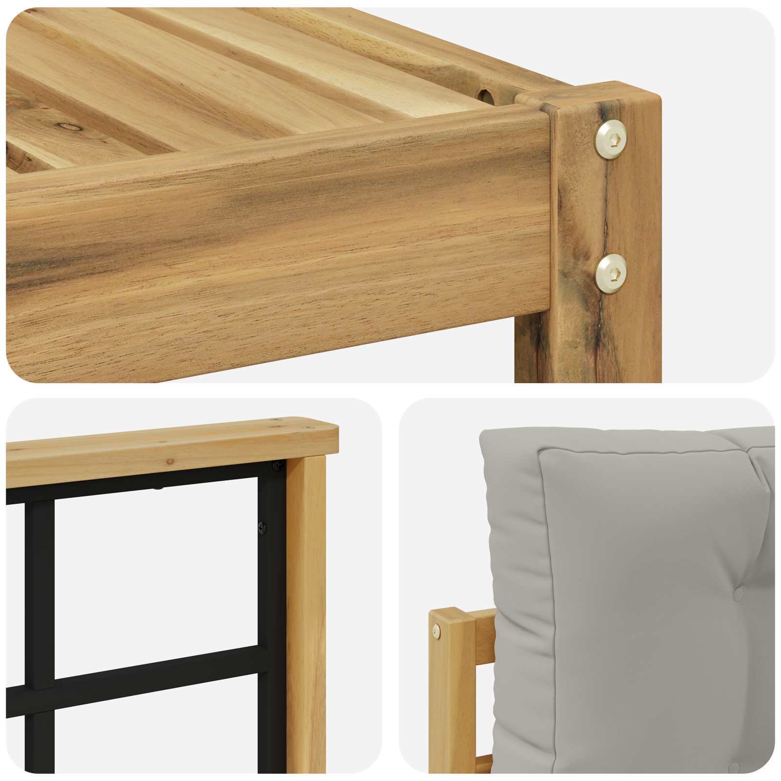 Set vanjskih sofa 5 pcs Bijela i svjetlosiva Poliester