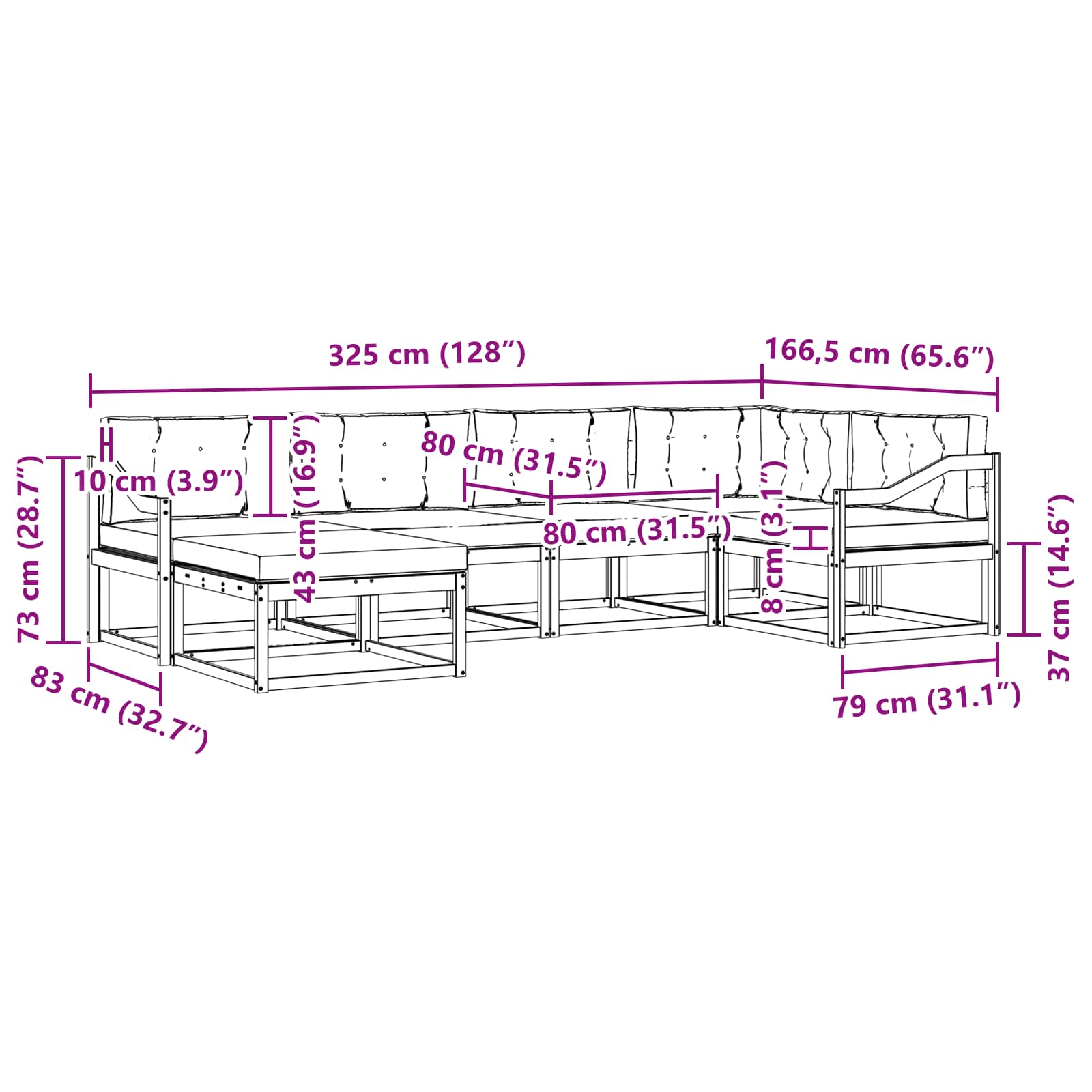 Set vanjskih sofa s jastukom 5 pcs Bijela i antracit Poliester