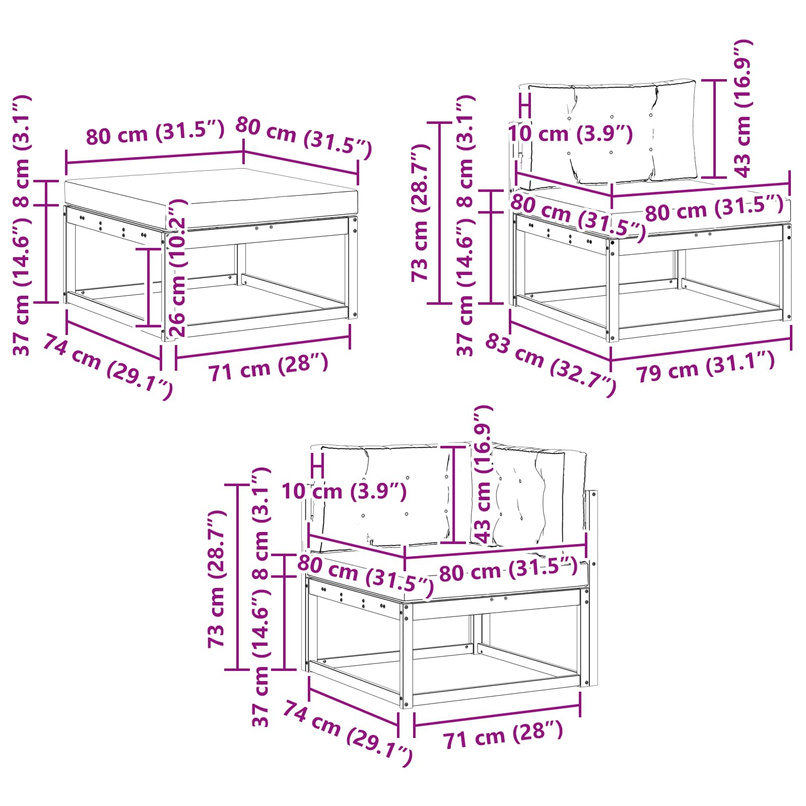 Set vanjskih sofa s jastukom 5 pcs Bijela i bež Poliester