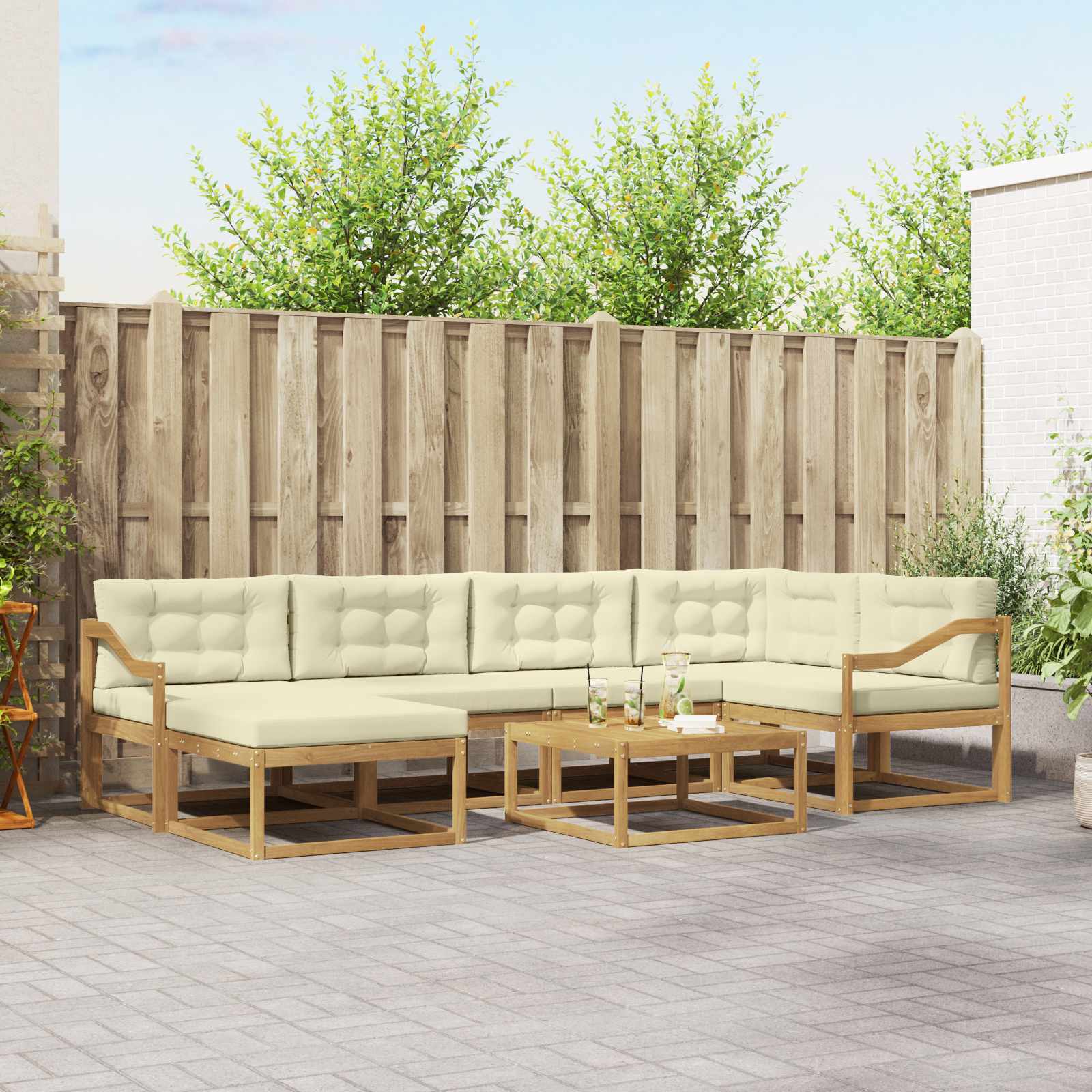Set vanjskih sofa 7 pcs Bijela i krem