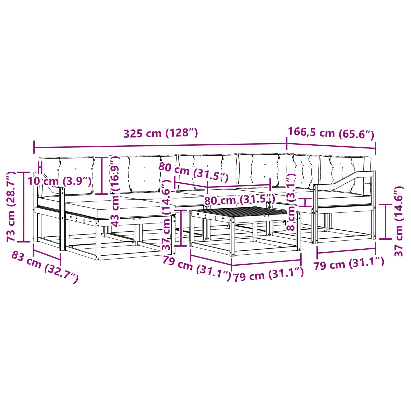 Set vanjskih sofa 7 pcs Bijela i antracit