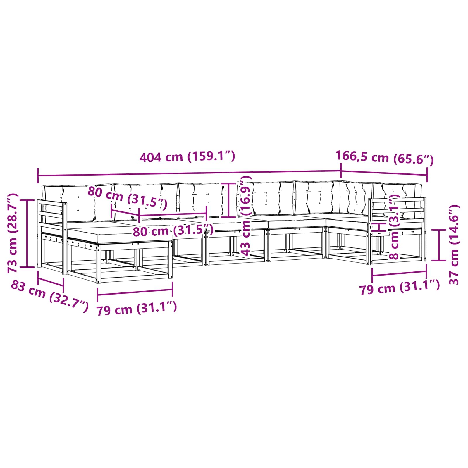 Set vanjskih sofa s jastukom 7 pcs Bijela i svjetlosiva
