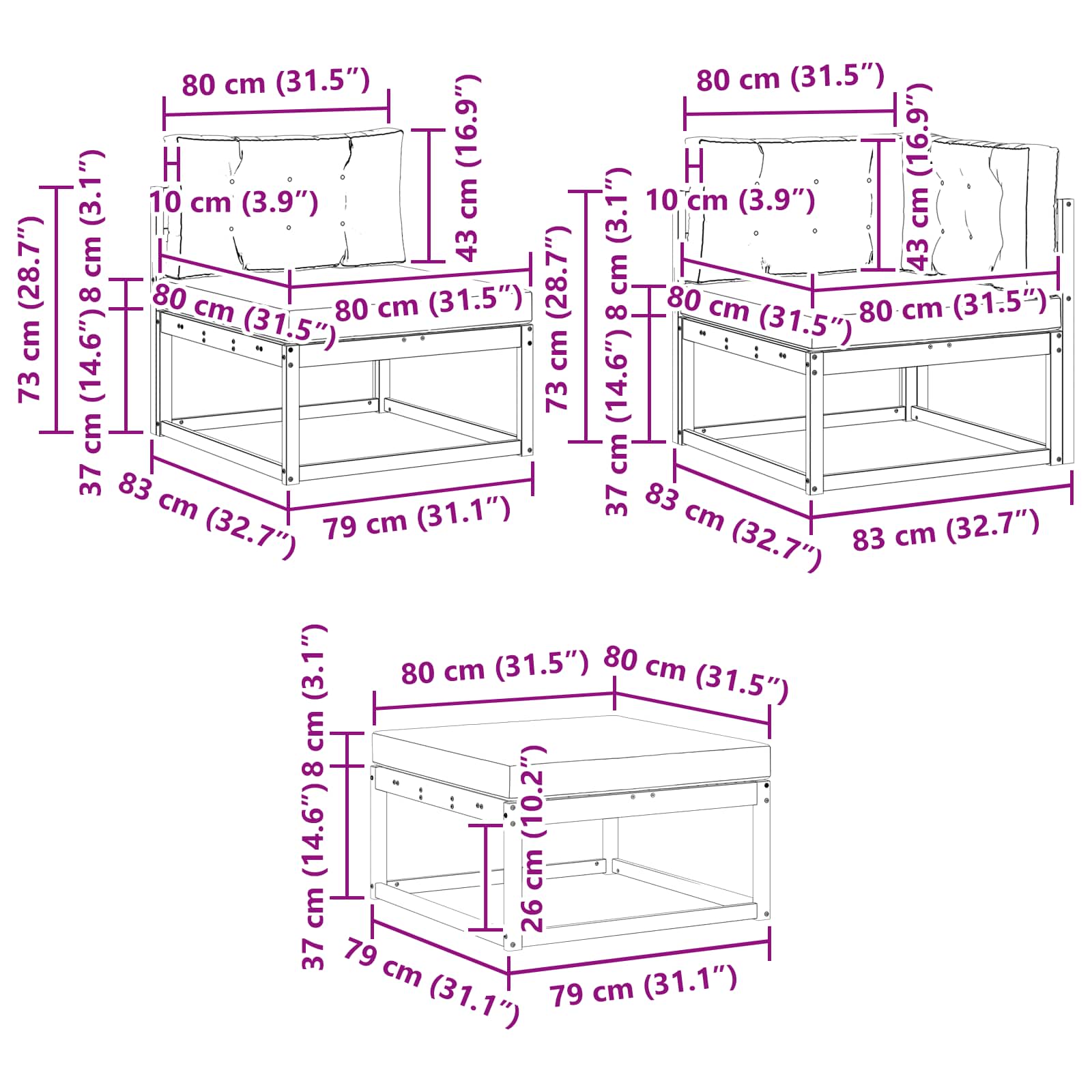 Set vanjskih sofa s jastukom 7 pcs Bijela i svjetlosiva