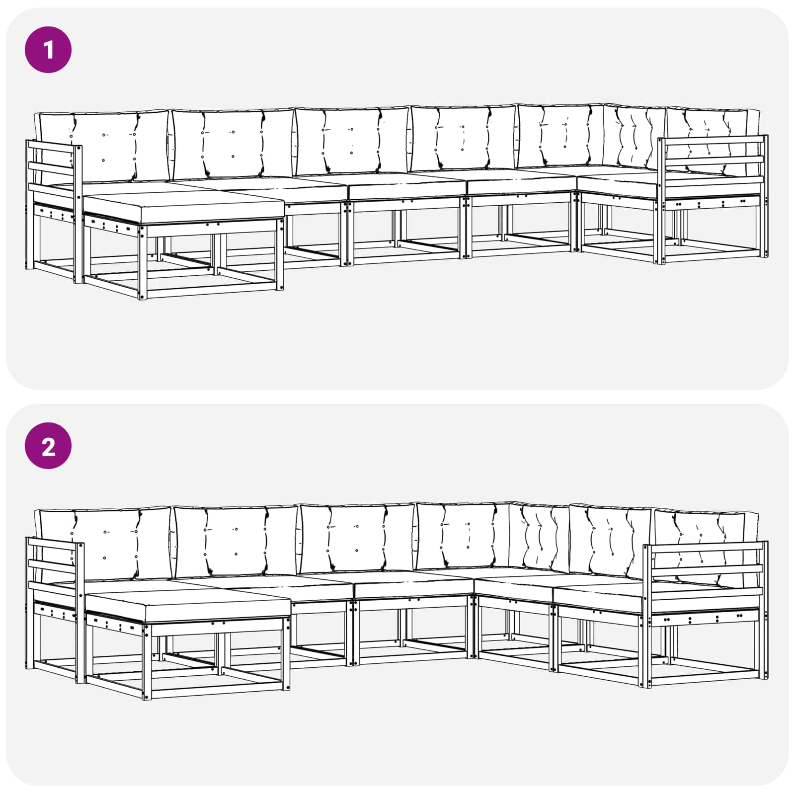 Set vanjskih sofa s jastukom 7 pcs Bijela i antracit