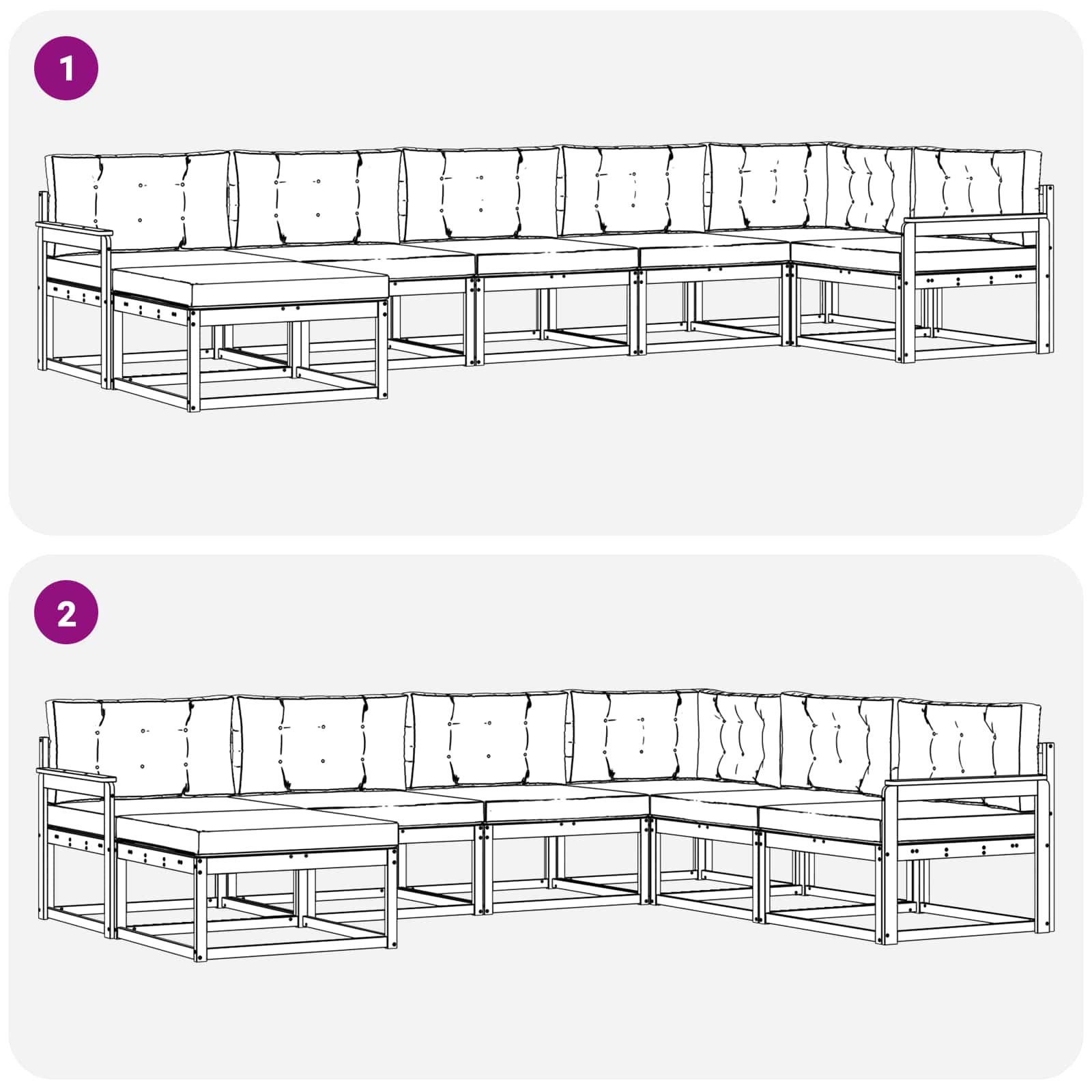 Set vanjskih sofa s jastukom 7 pcs Bijela i bež