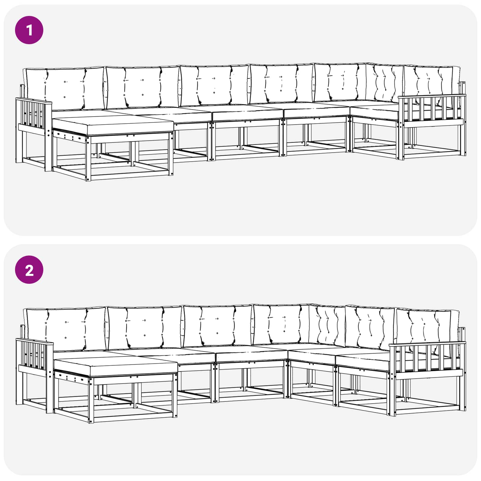 Set vanjskih sofa s jastukom 7 pcs Bijela i krem