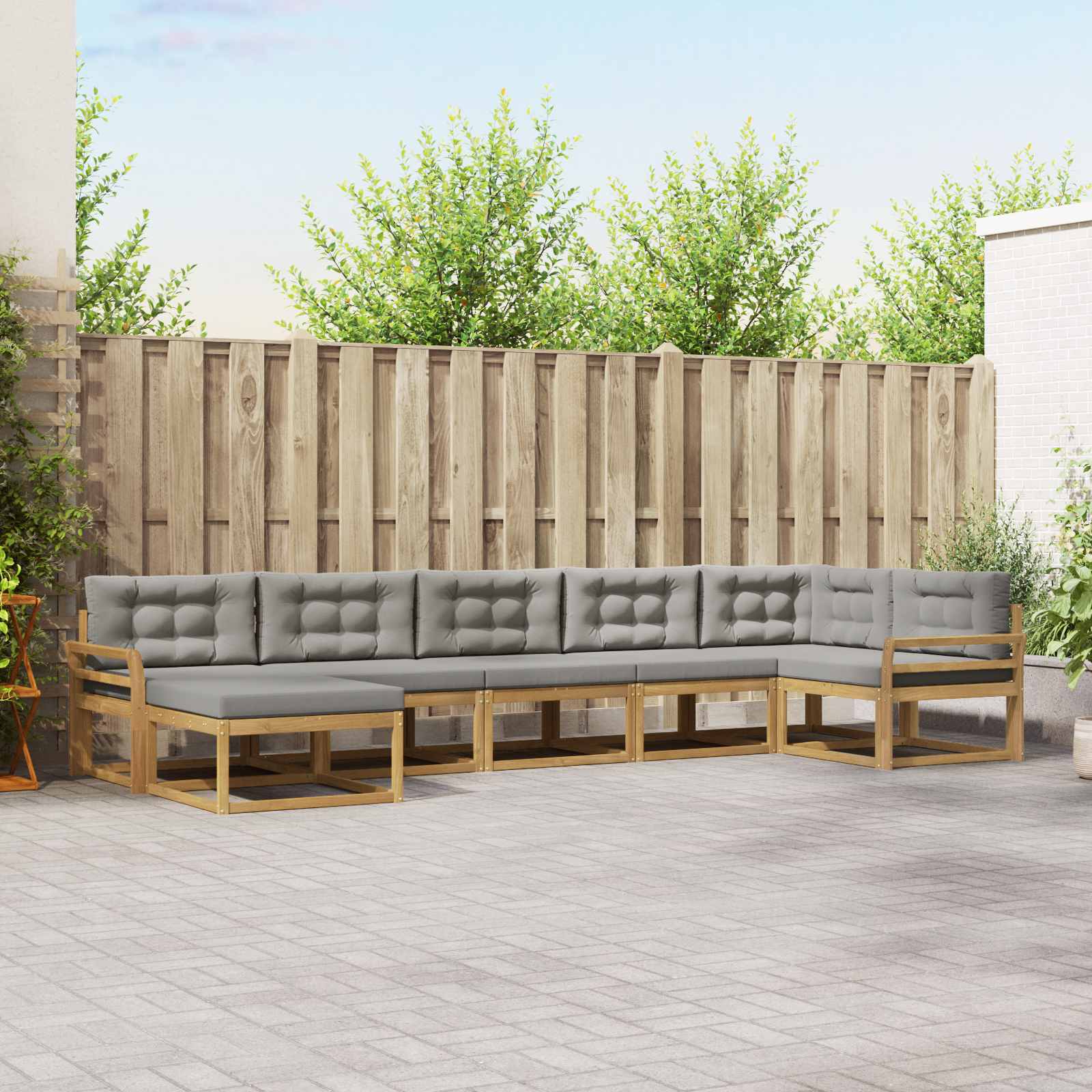 Set vanjskih sofa s jastukom 7 pcs Bijela i svjetlosiva