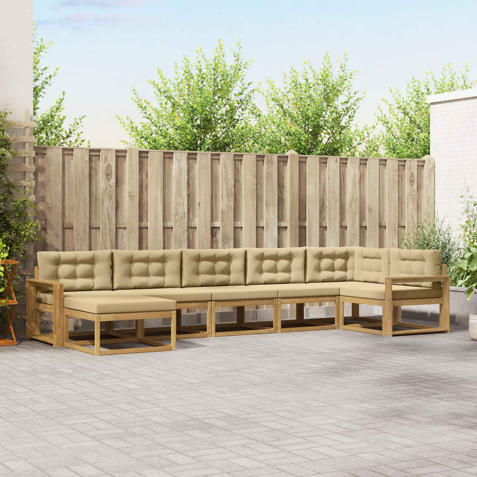 Set vanjskih sofa s jastukom 7 pcs Bijela i bež
