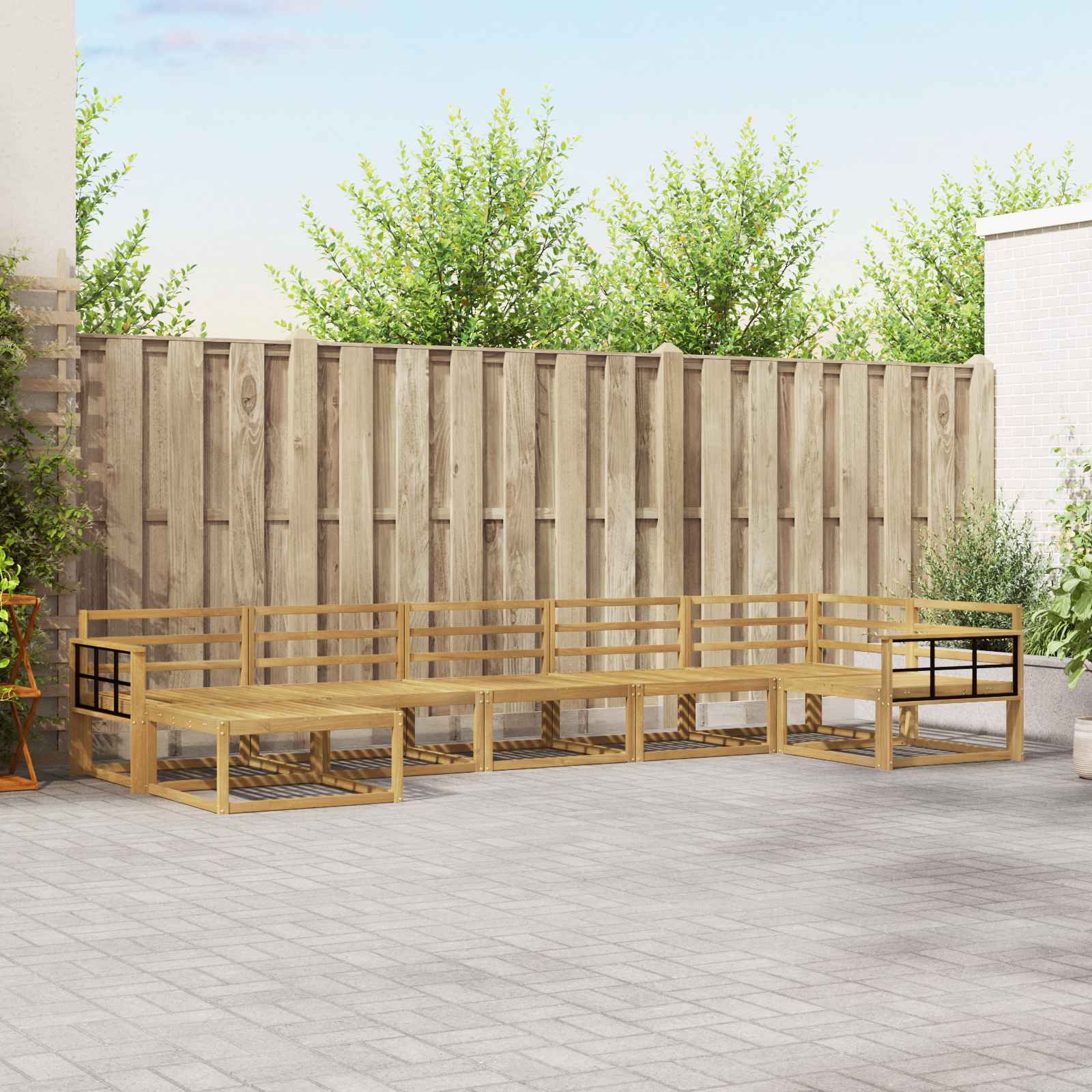 Set vanjskih sofa 7 pcs Bijela Čvrsto drvo akacije