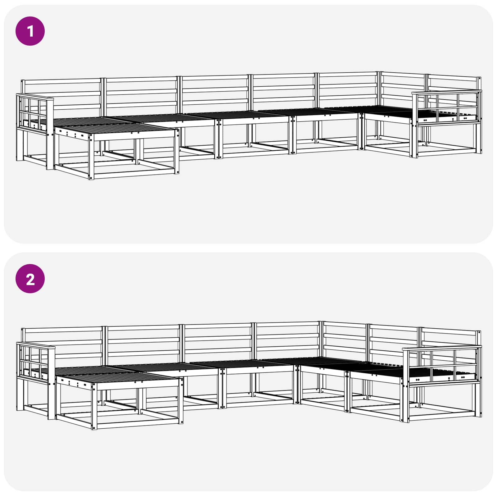 Set vanjskih sofa 7 pcs Bijela Čvrsto drvo akacije