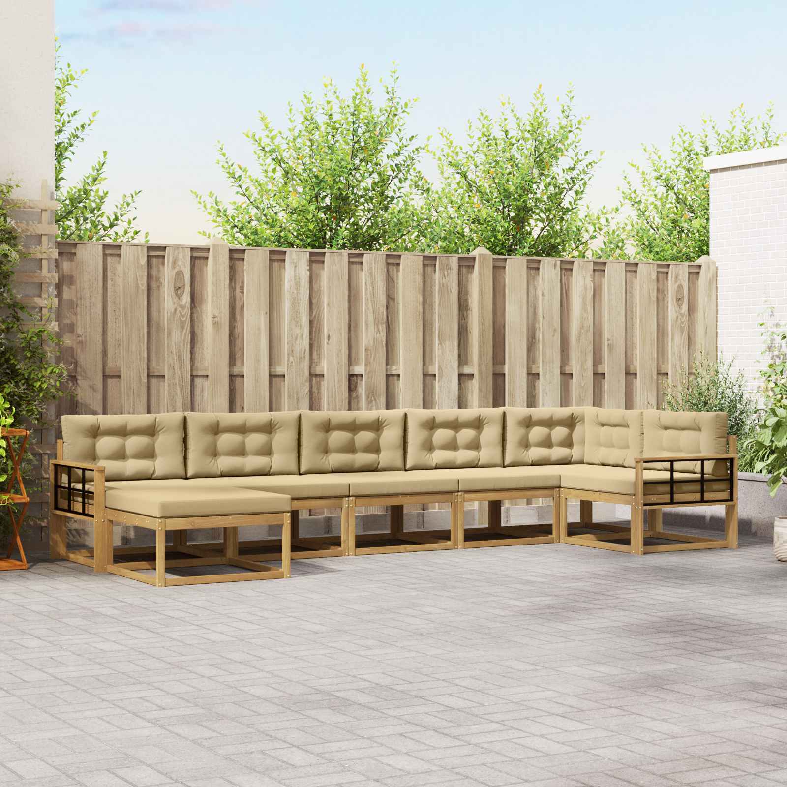 Set vanjskih sofa s jastukom 7 pcs Bijela i bež