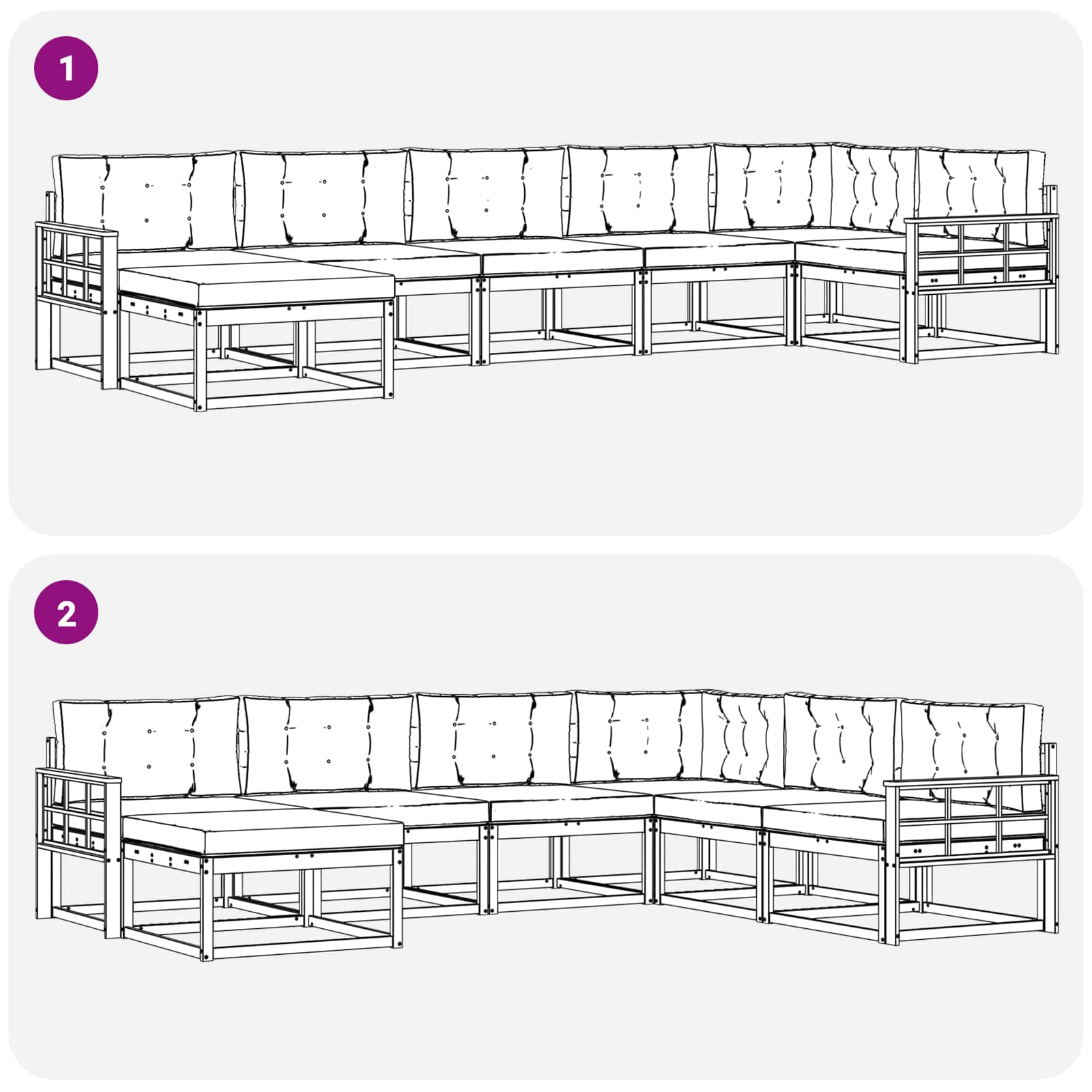 Set vanjskih sofa s jastukom 7 pcs Bijela i bež