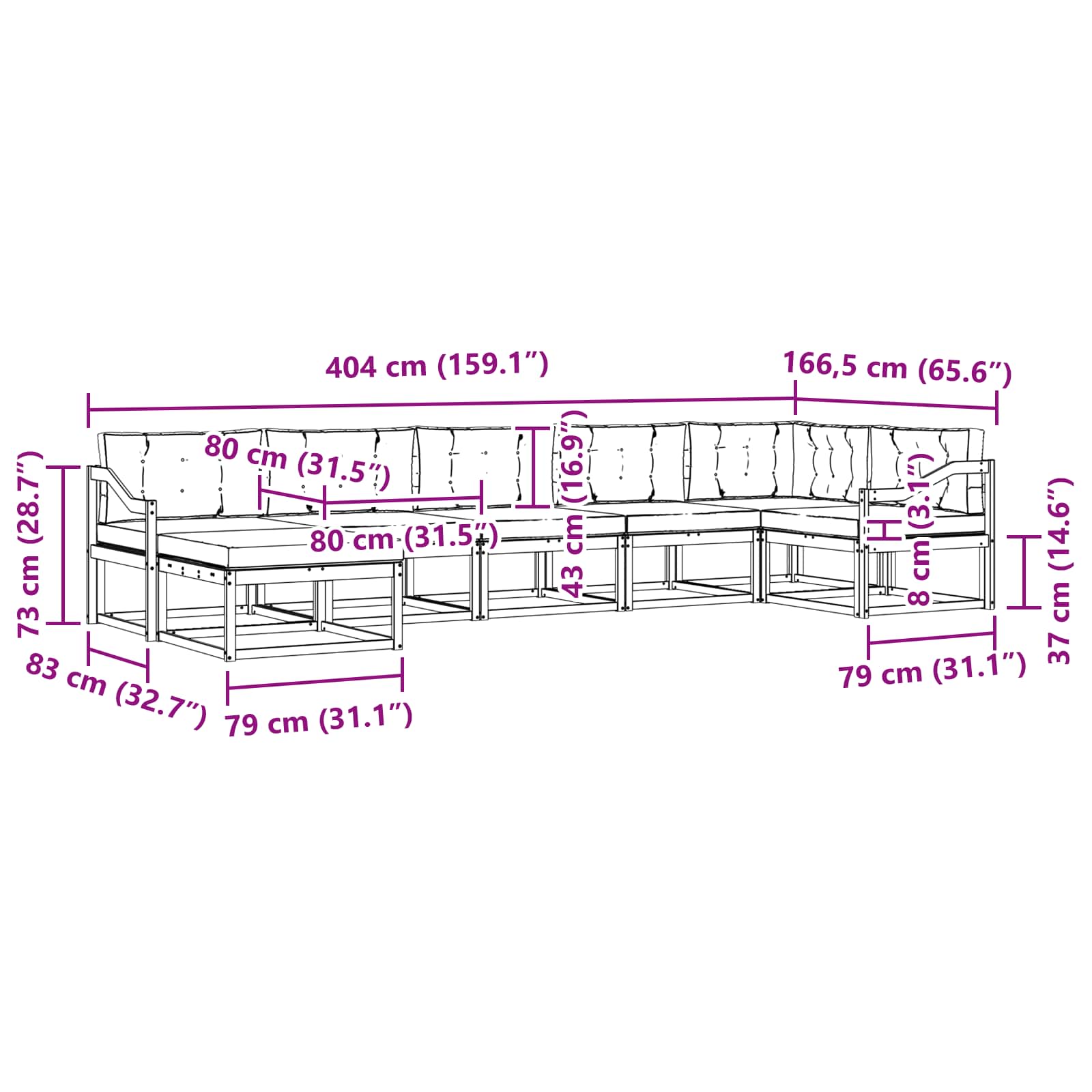Set vanjskih sofa s jastukom 7 pcs Bijela i krem