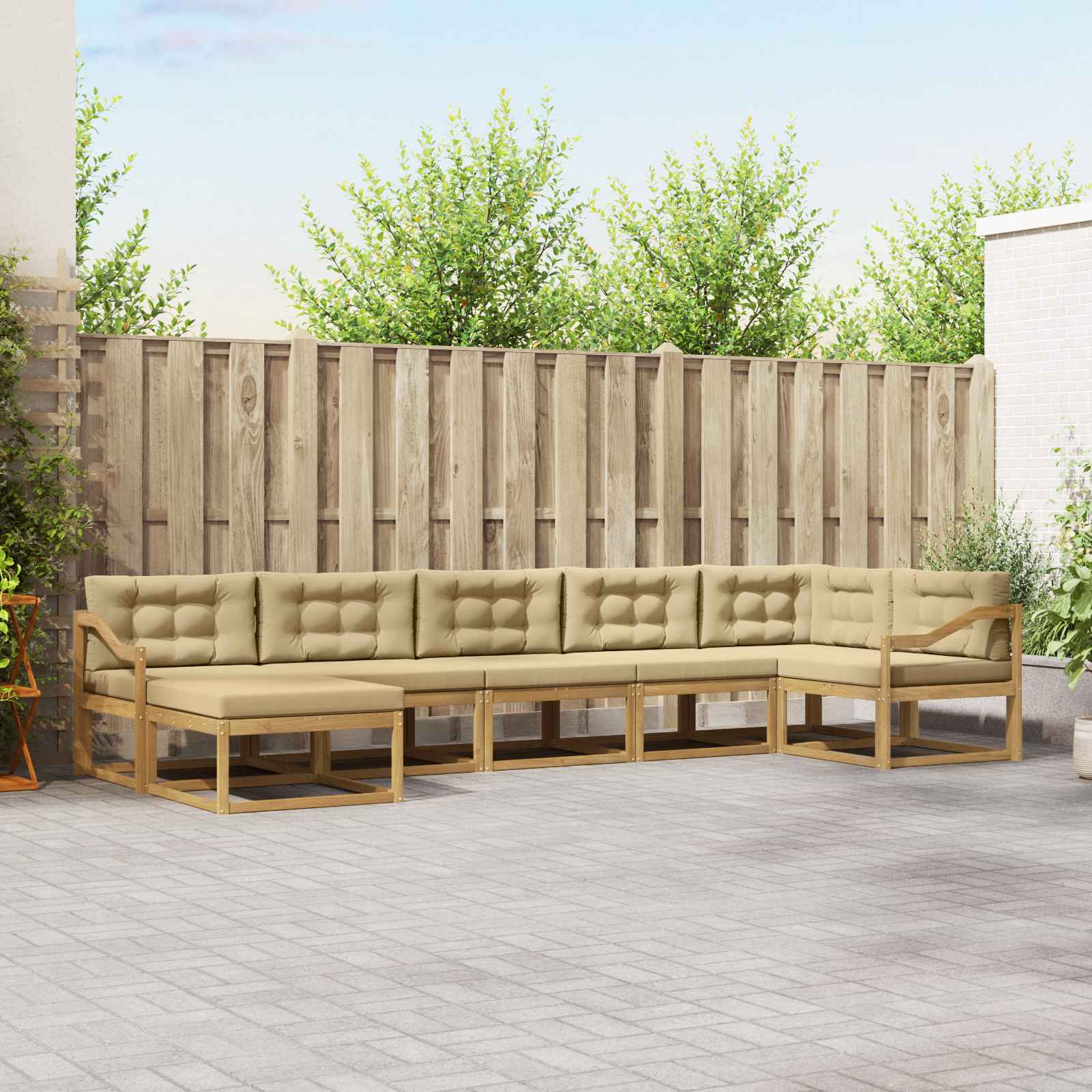 Set vanjskih sofa s jastukom 7 pcs Bijela i bež