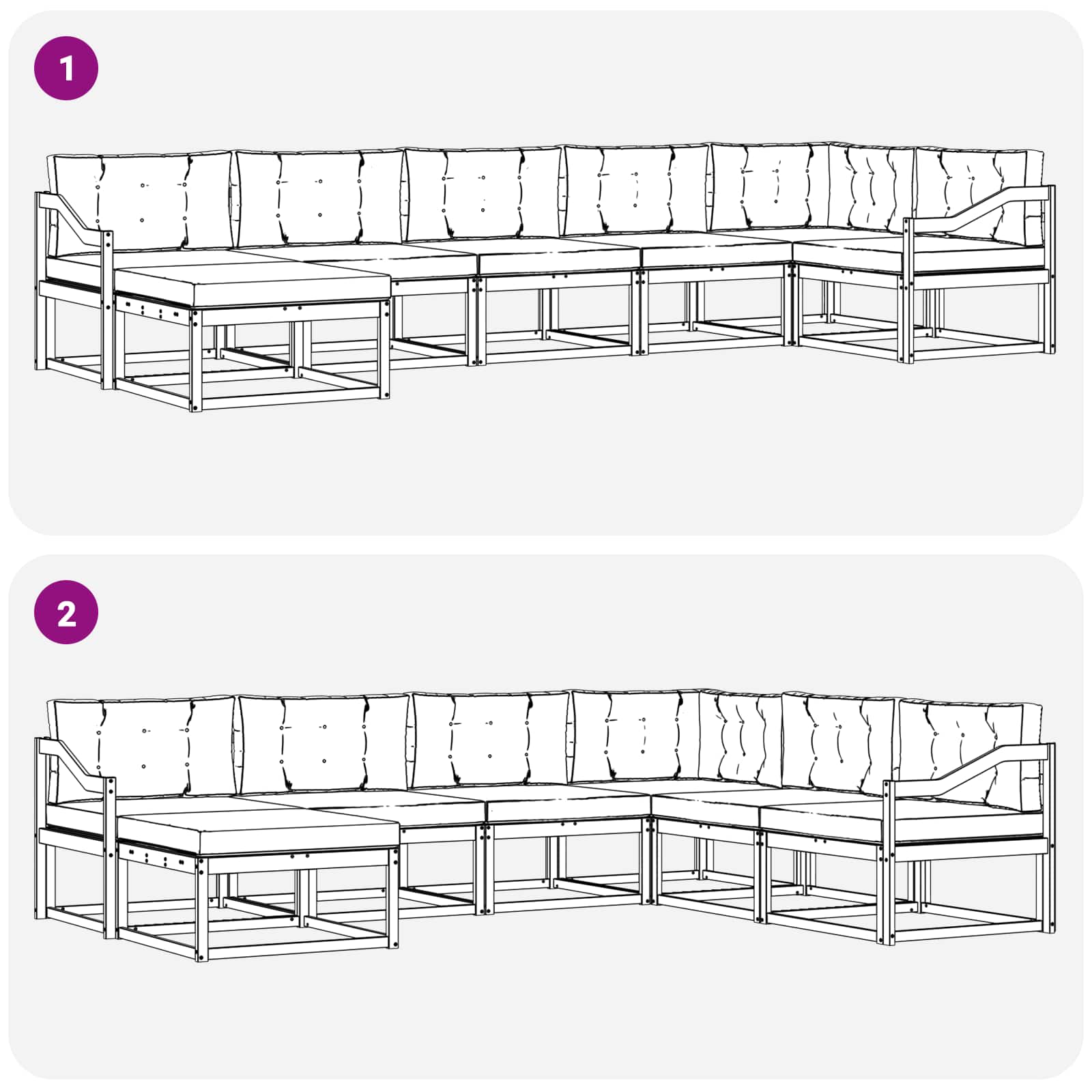 Set vanjskih sofa s jastukom 7 pcs Bijela i bež