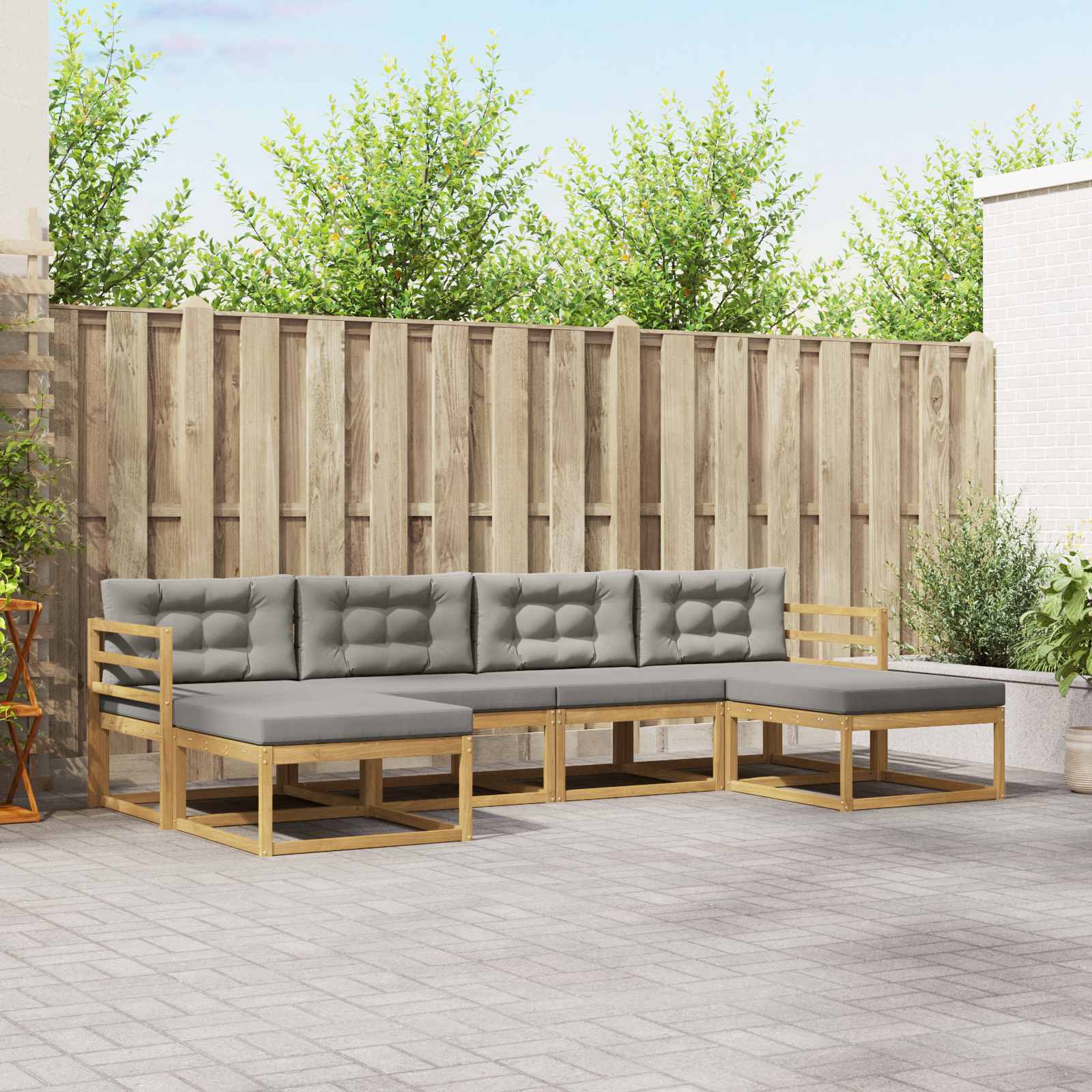 Set vanjskih sofa s jastukom 6 pcs Bijela i svjetlosiva