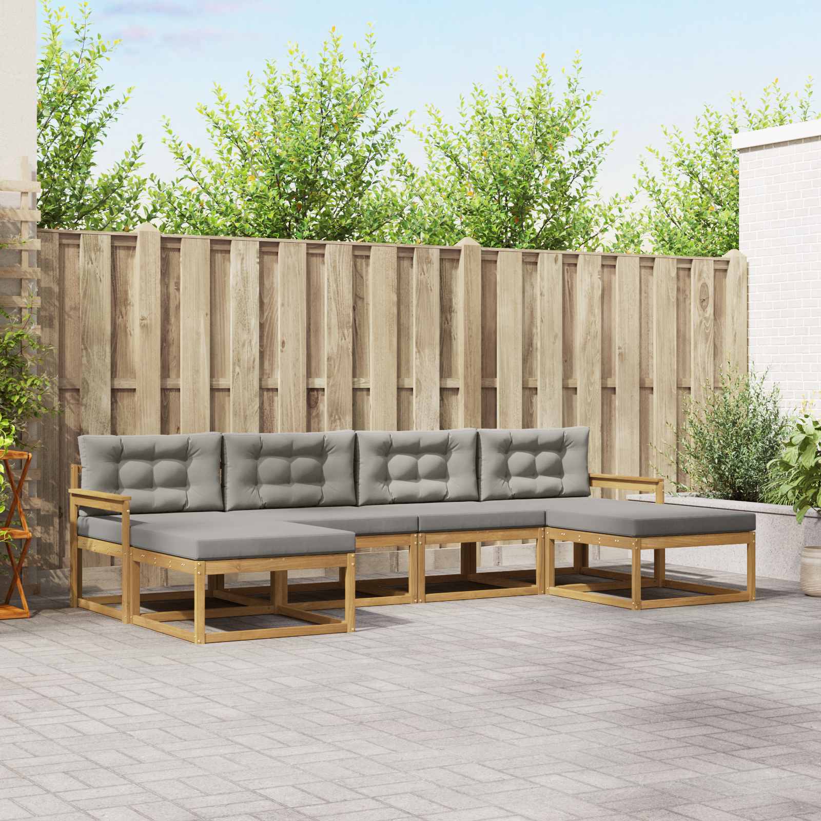 Set vanjskih sofa s jastukom 6 pcs Bijela i svjetlosiva