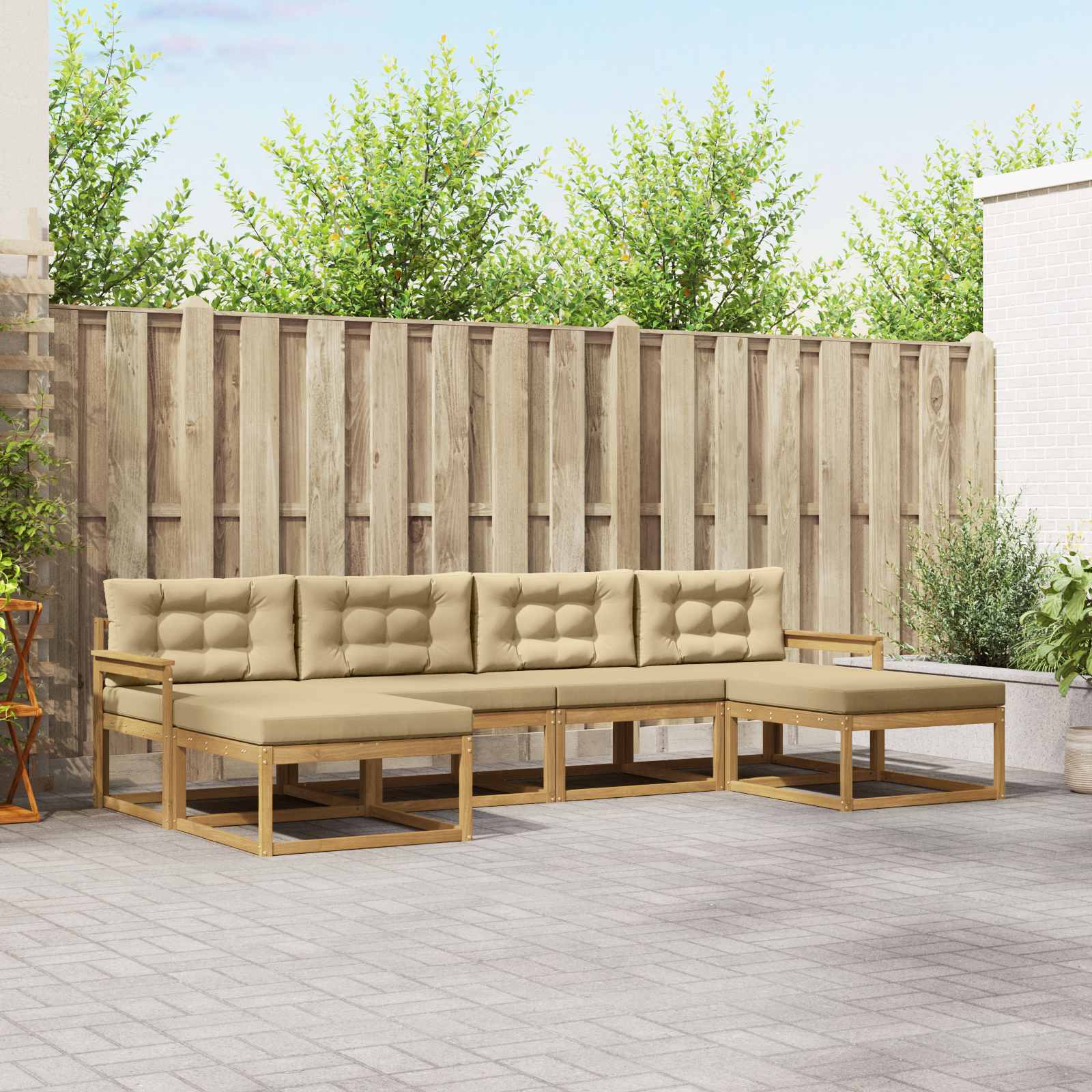 Set vanjskih sofa s jastukom 6 pcs Bijela i bež