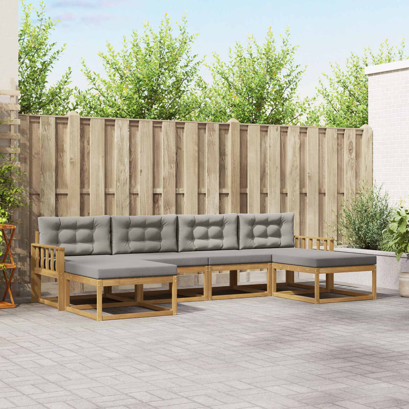 Set vanjskih sofa s jastukom 6 pcs Bijela i svjetlosiva