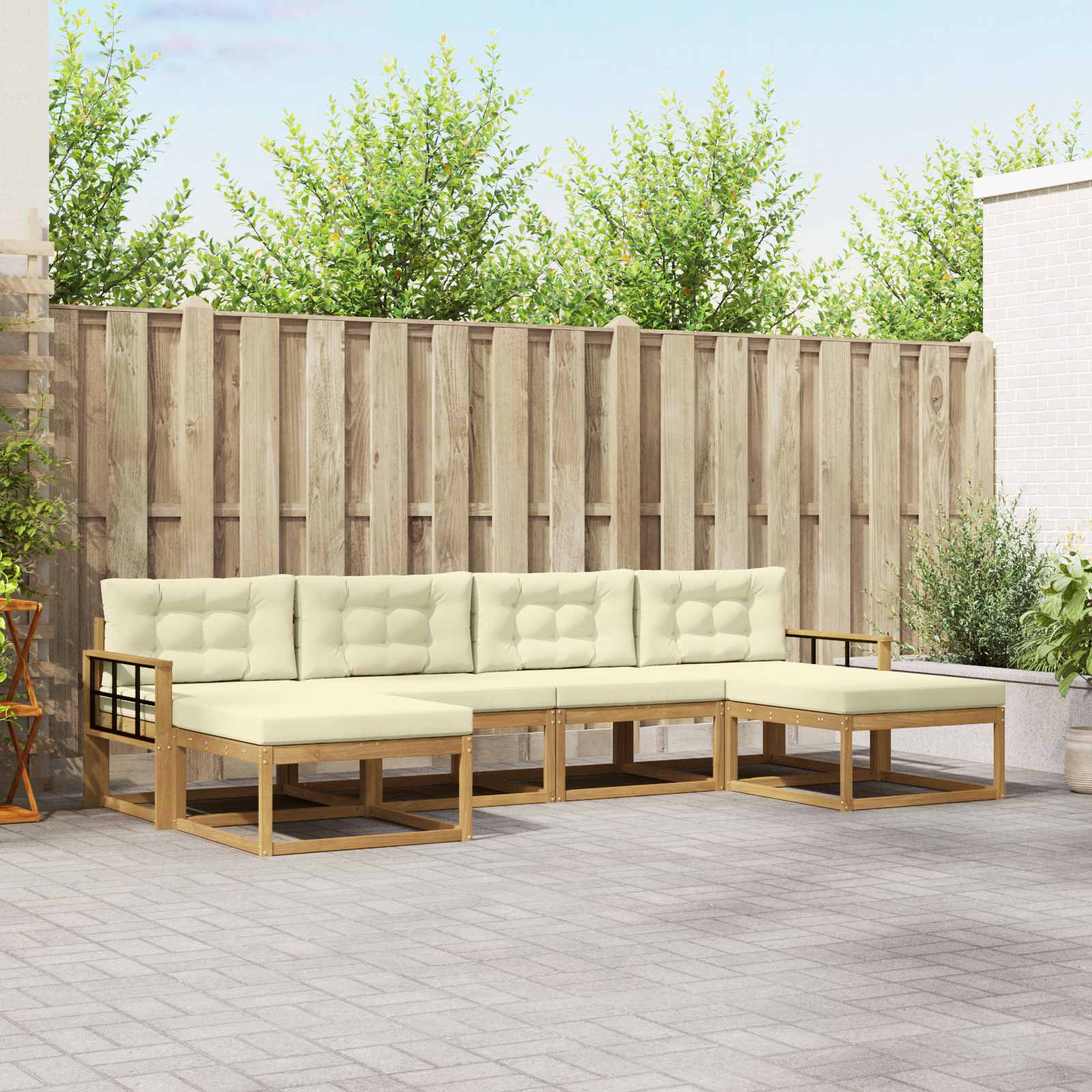 Set vanjskih sofa s jastukom 6 pcs Bijela i krem