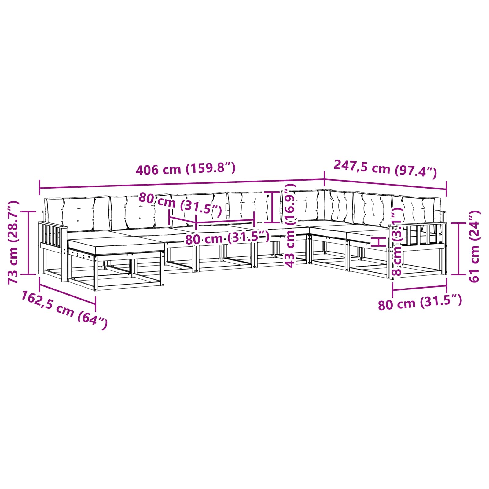 Set vanjskih sofa 8 pcs Bijela i antracit