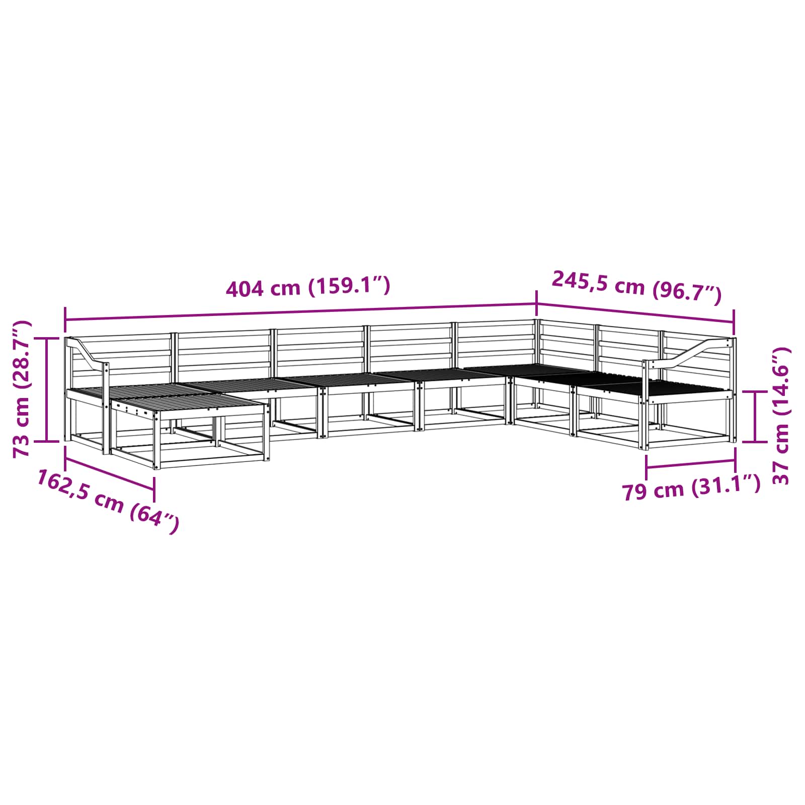 Set vanjskih sofa 8 pcs Bijela Čvrsto drvo akacije