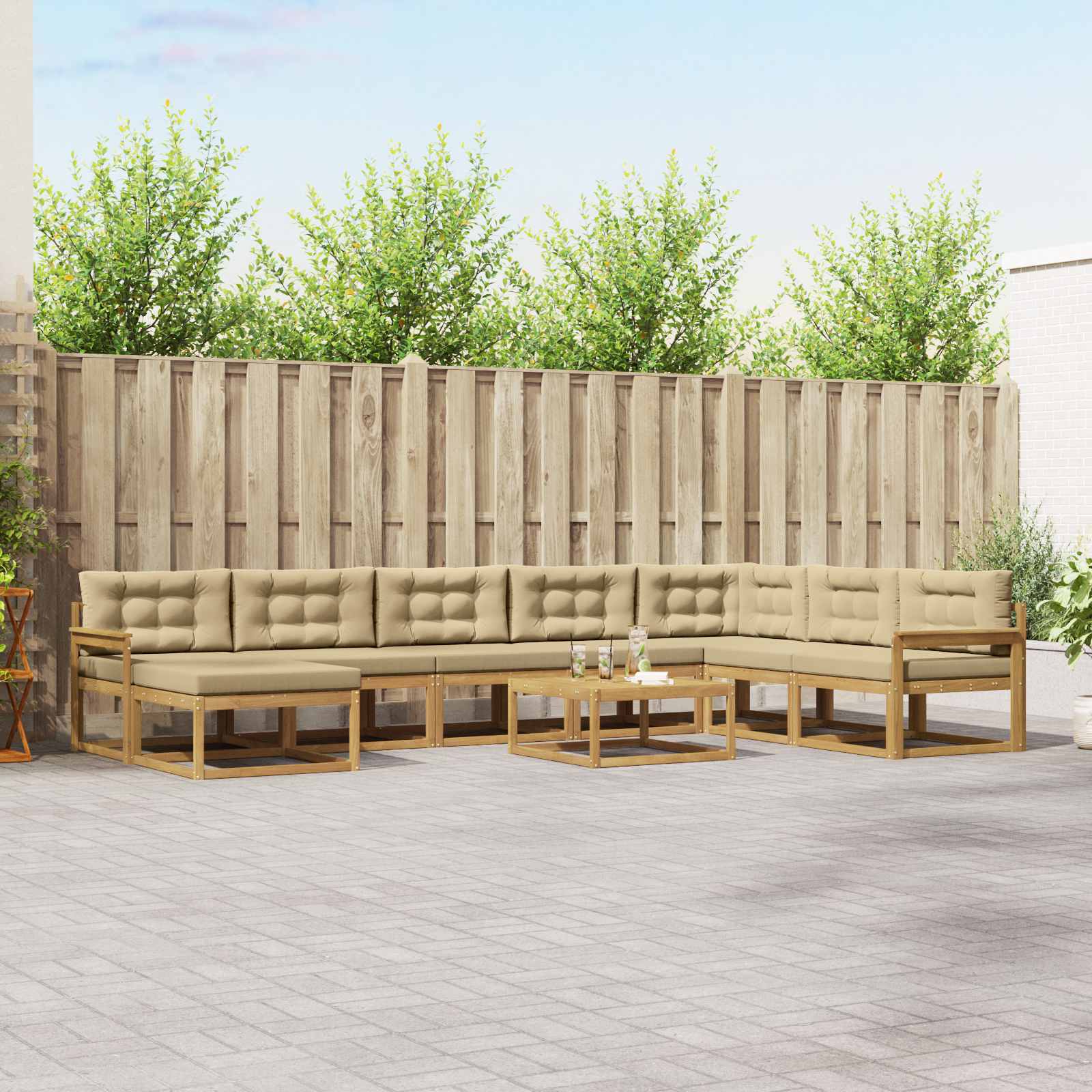 Set vanjskih sofa 9 pcs Bijela i bež