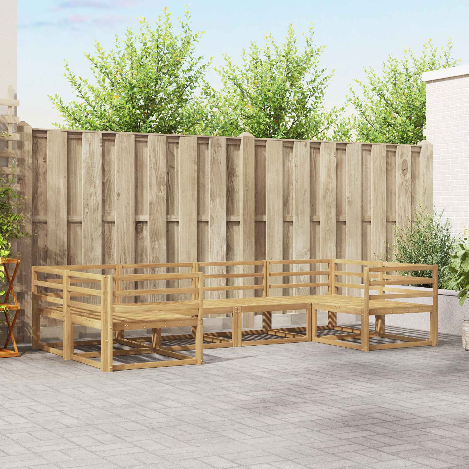 Set vanjskih sofa 6 pcs Bijela Čvrsto drvo akacije
