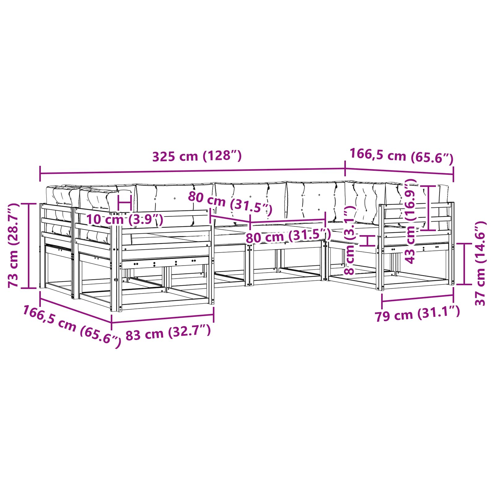 Set vanjskih sofa s jastukom 6 pcs Bijela i antracit
