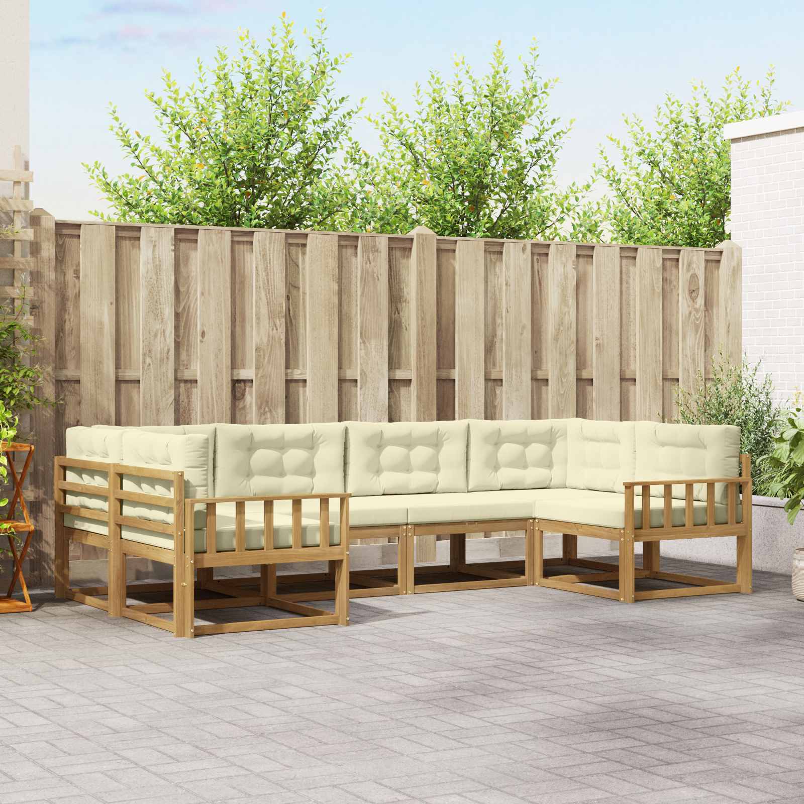 Set vanjskih sofa s jastukom 6 pcs Bijela i krem