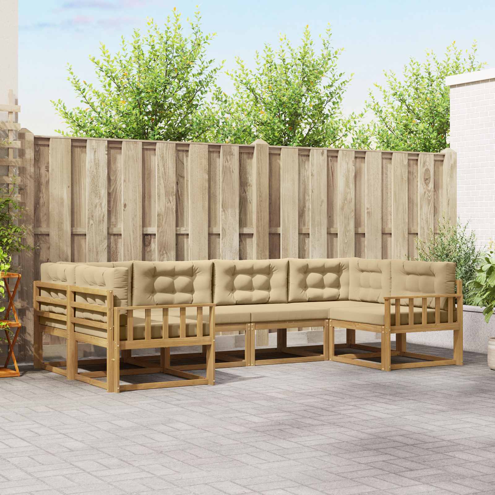 Set vanjskih sofa s jastukom 6 pcs Bijela i bež