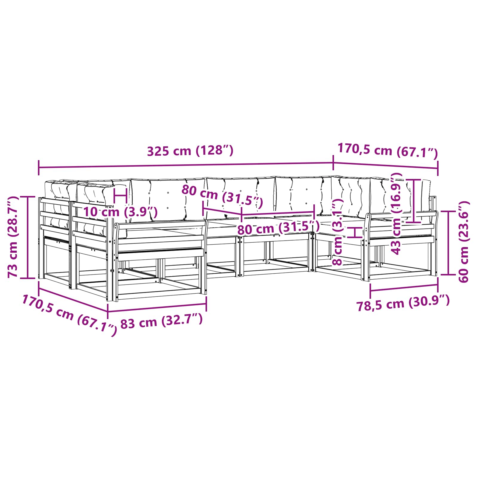 Set vanjskih sofa s jastukom 6 pcs Bijela i antracit
