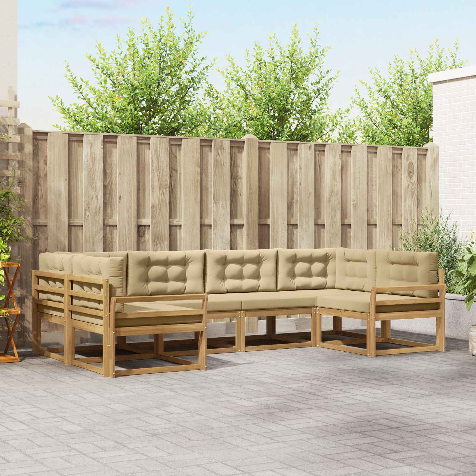 Set vanjskih sofa s jastukom 6 pcs Bijela i bež