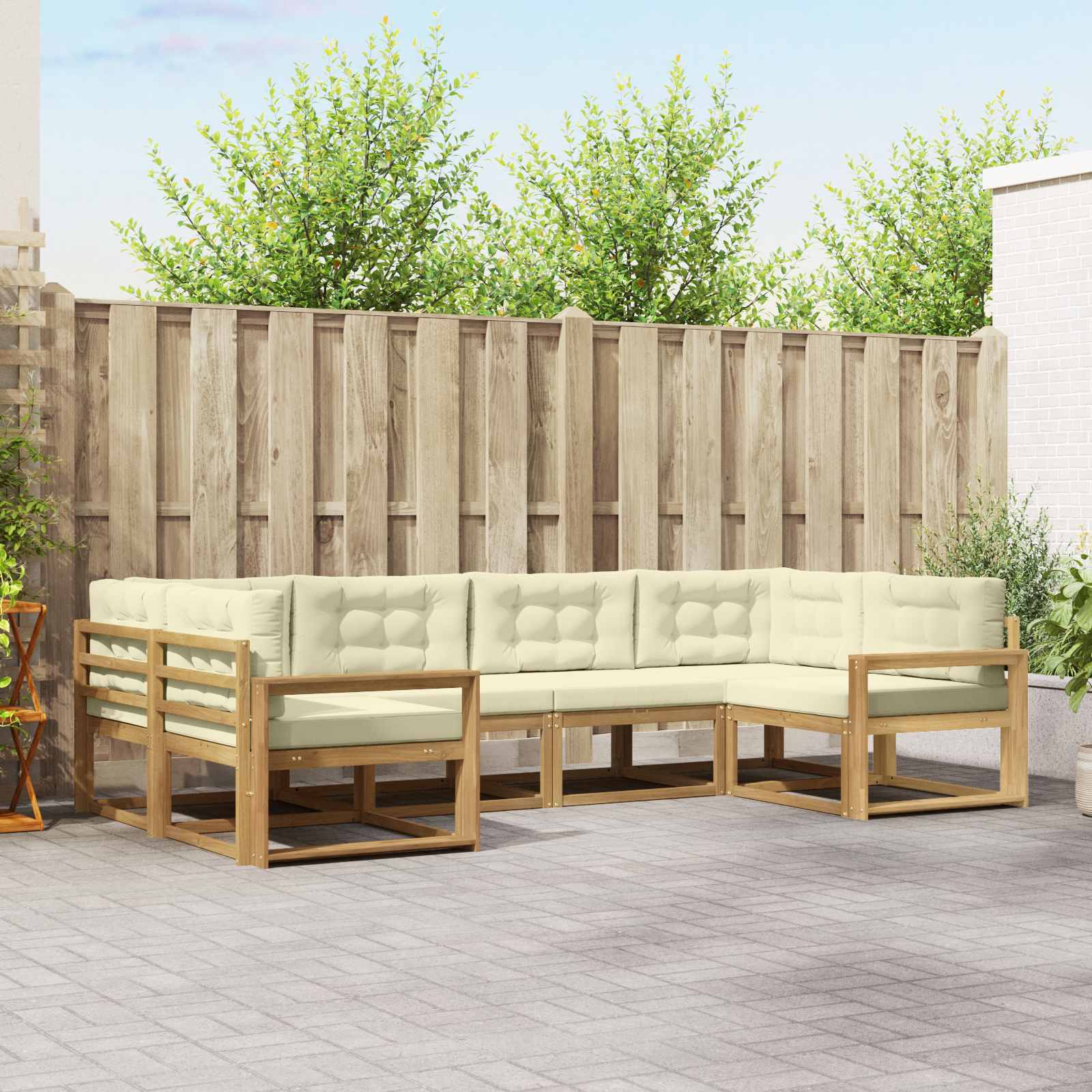 Set vanjskih sofa s jastukom 6 pcs Bijela i krem