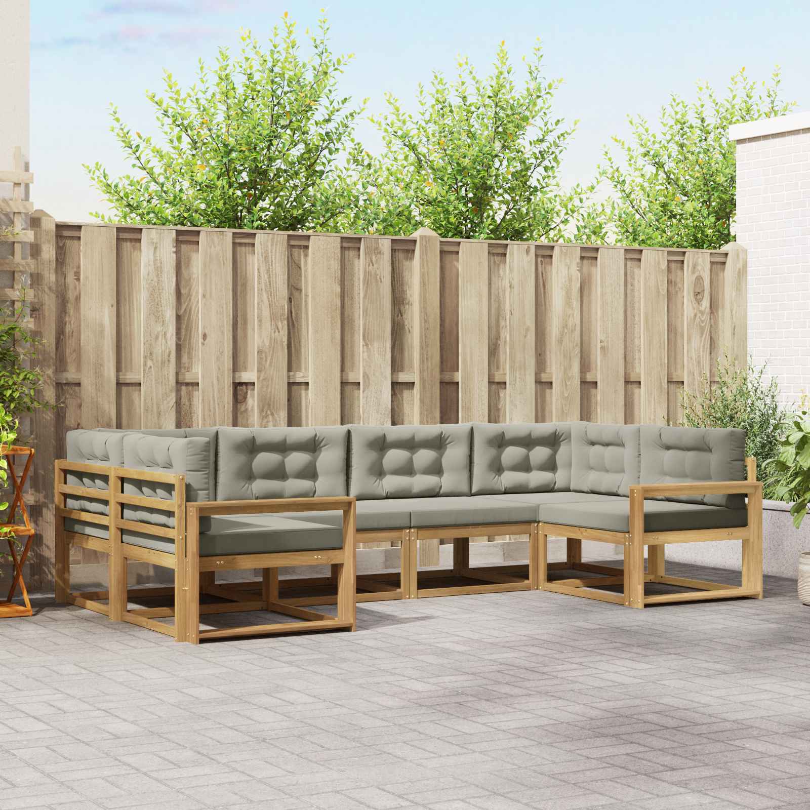 Set vanjskih sofa s jastukom 6 pcs Bijela i svjetlosiva