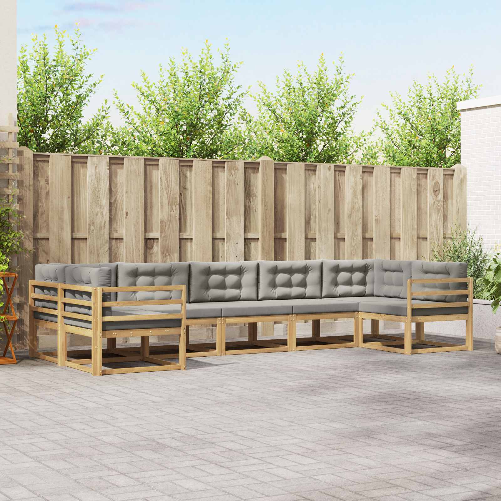 Set vanjskih sofa s jastukom 7 pcs Bijela i svjetlosiva
