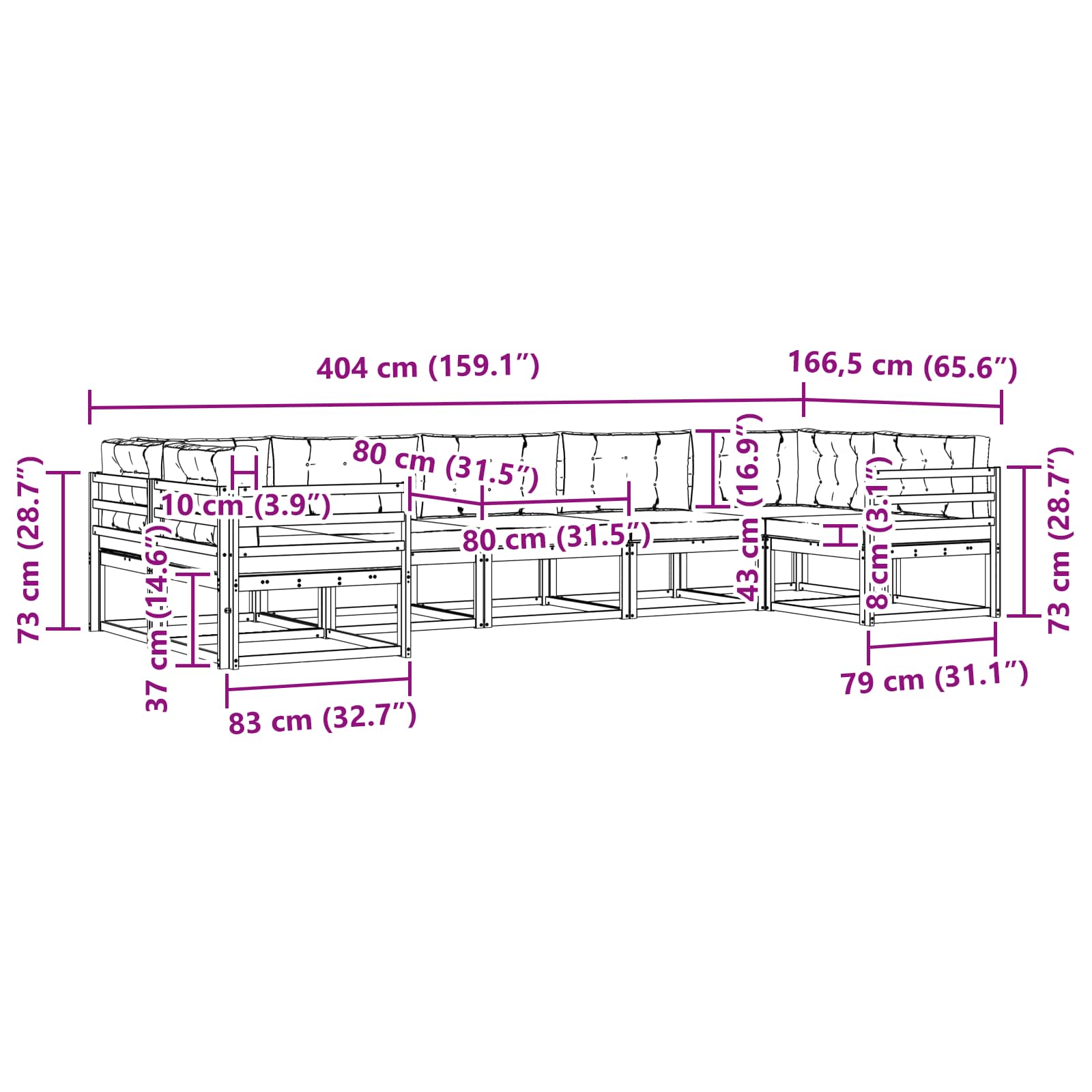 Set vanjskih sofa s jastukom 7 pcs Bijela i svjetlosiva