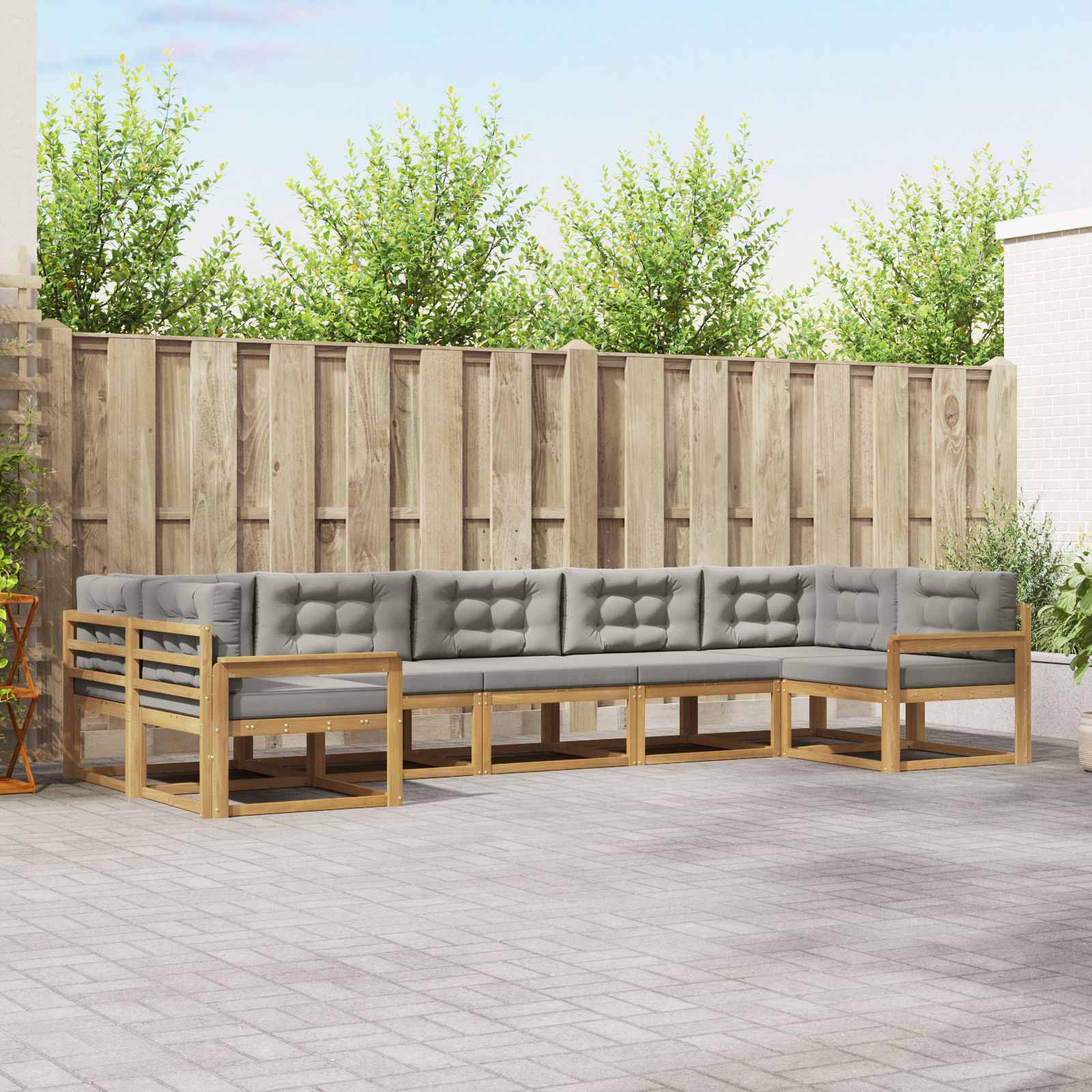 Set vanjskih sofa s jastukom 7 pcs Bijela i svjetlosiva